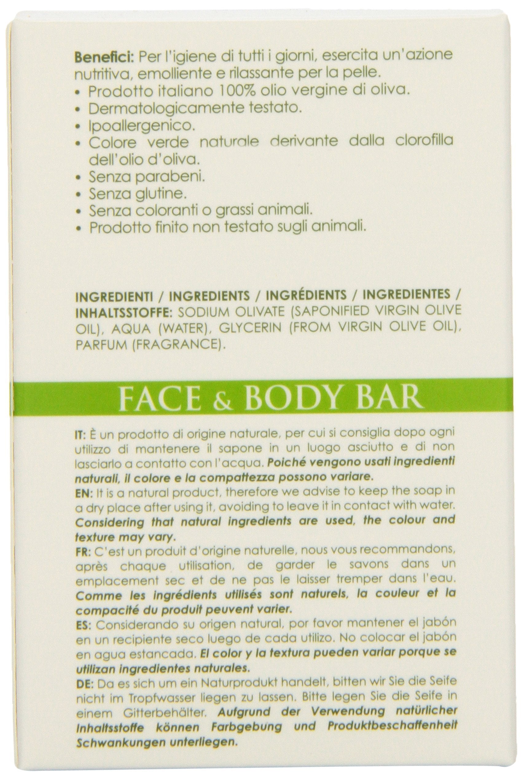 Olivella Face and Body Soap, Scented All-Natural 100% Virgin Olive Oil from Italy, 5.29-Ounce Bars (Pack of 12)