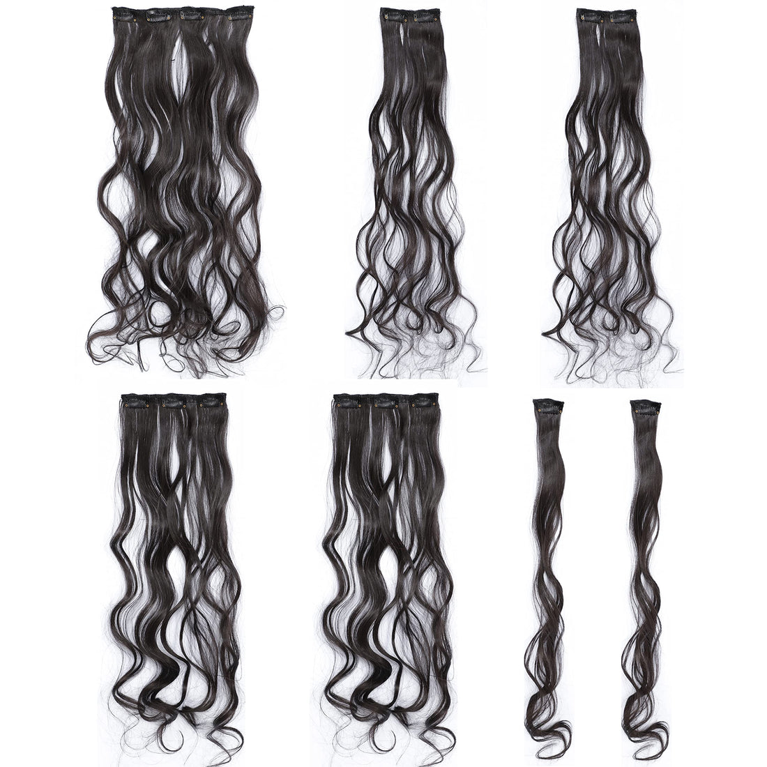 Dark Brown-4# : SWACC Women 20 Inches Curly Full Head 7 Separate Pieces Heat Resistance Synthetic Hair Clip in Hair Extensions (Dark Brown-4#)