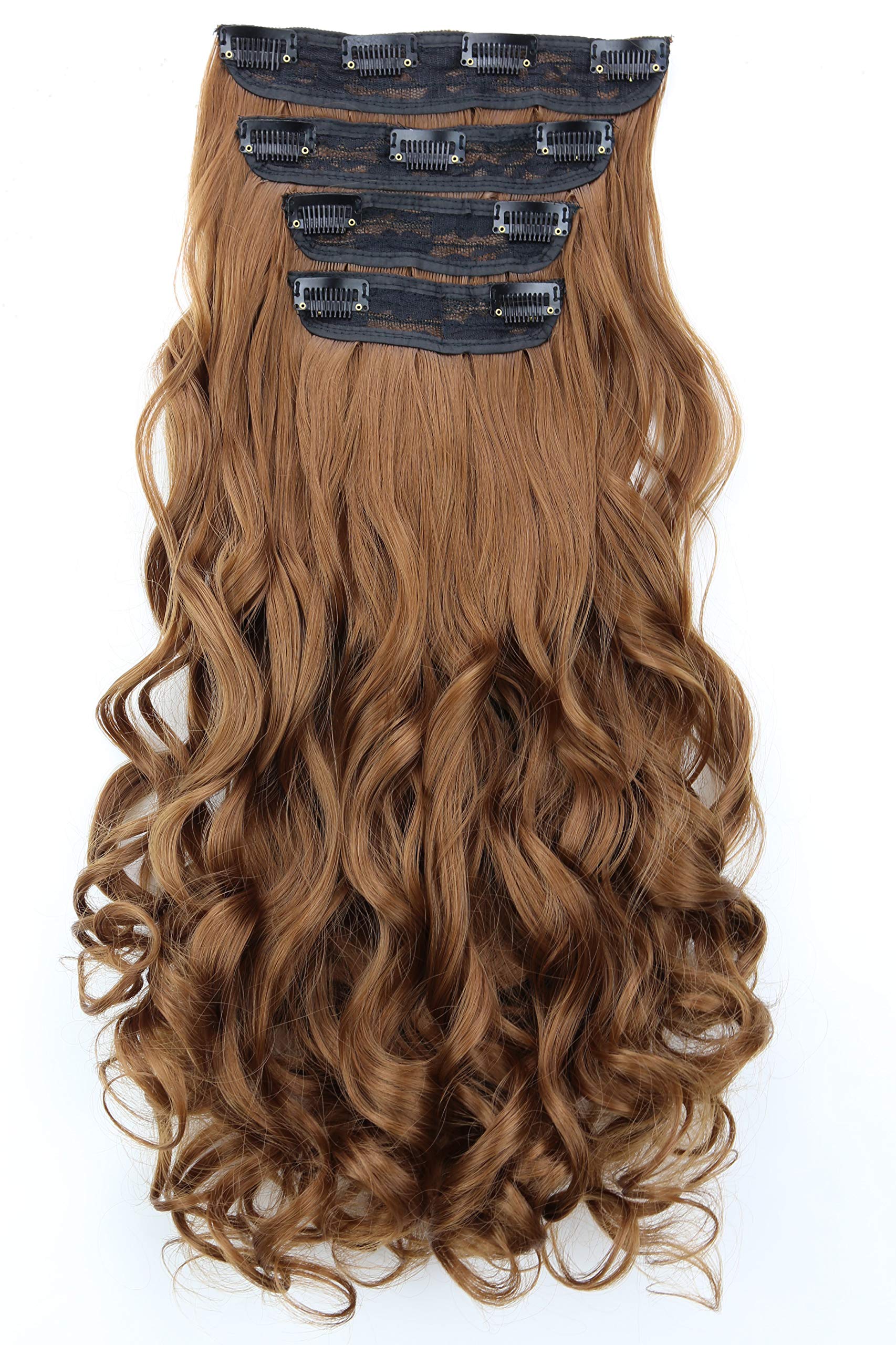 PRETTYSHOP XXL 24 4 pcs Full Head Set Clip In Hair Extensions Hairpiece Heat-Resisting Light Brown CES304-1