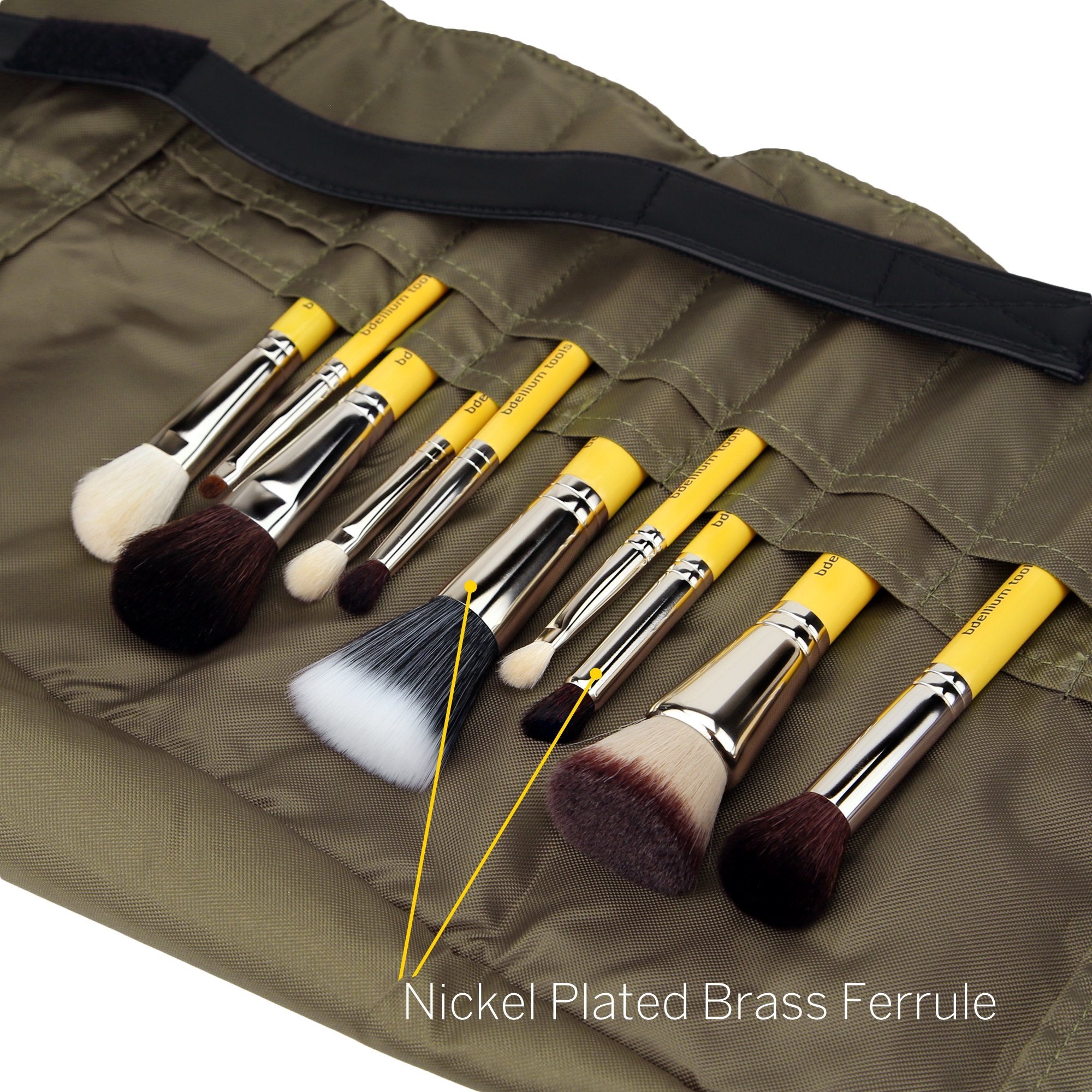 Bdellium Tools Professional Makeup Brush Studio Series - Mineral 10Pc. Brush Set with Roll-Up Pouch