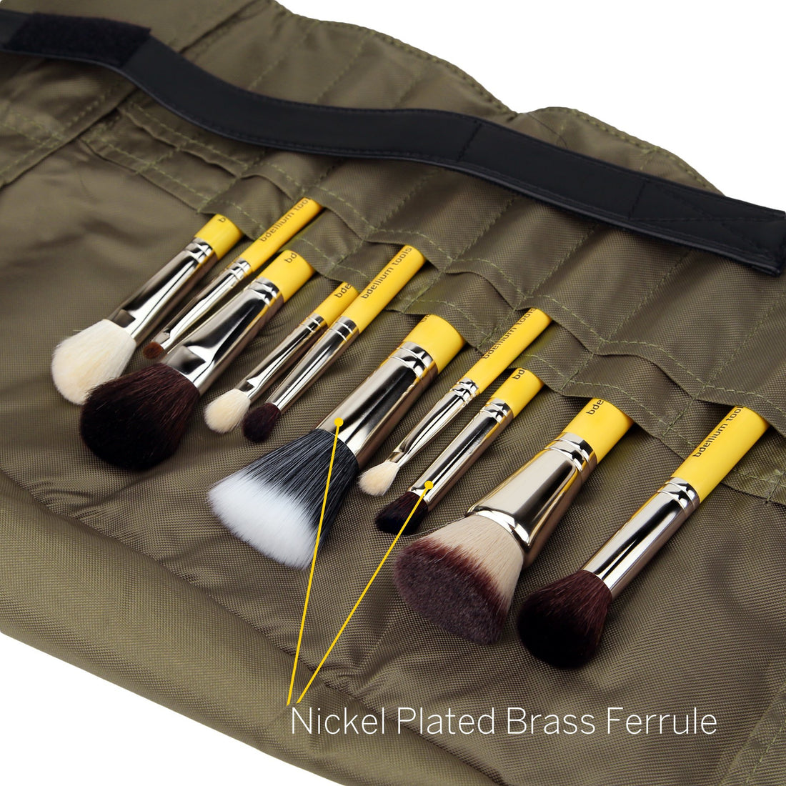 Bdellium Tools Professional Makeup Brush Studio Series - Mineral 10Pc. Brush Set with Roll-Up Pouch