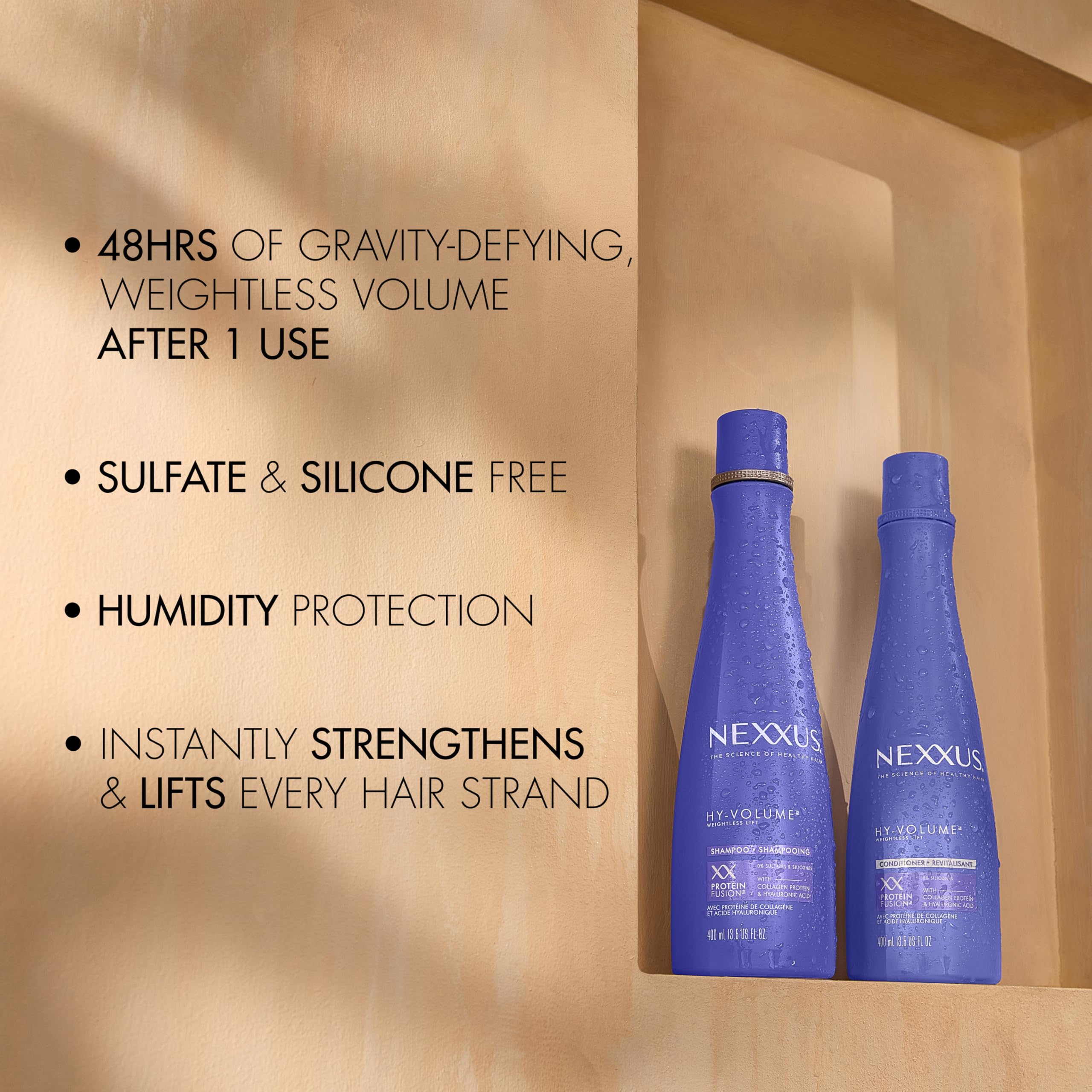 Nexxus Hy-Volume Weightless Lift Conditioner For Flat & Limp Hair Protein Fusion with Collagen Protein & Hyaluronic Acid for 48 Hours of Volume 13.5 Fl Oz