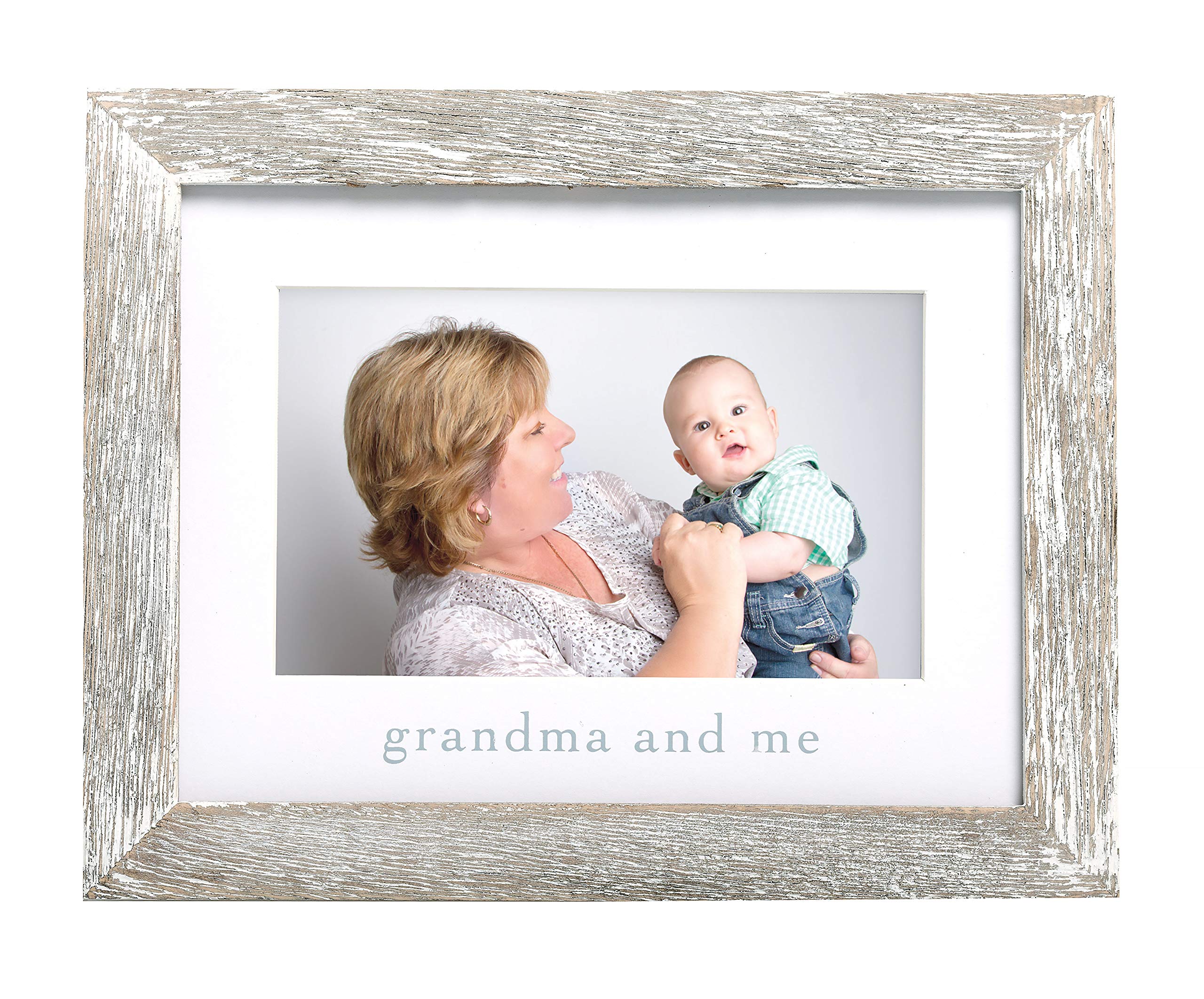 Pearhead Grandma & Me Keepsake Rustic Picture Frame, New Grandma Gifts from Baby, Nursery Wall And Tabletop Decor, 4x6 Photo Insert, Distressed Wood