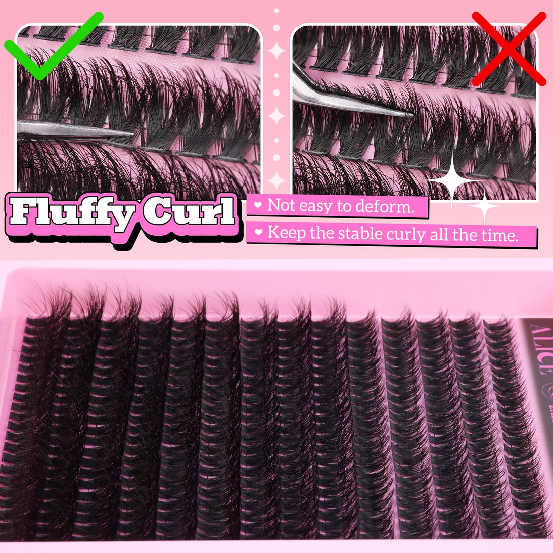 ALICE Lash Clusters 336pcs 80D Lash Extensions Cluster Eyelash Extensions Thick Volume Faux Mink Individual Lashes Mix 10-18mm Long Eyelash Clusters