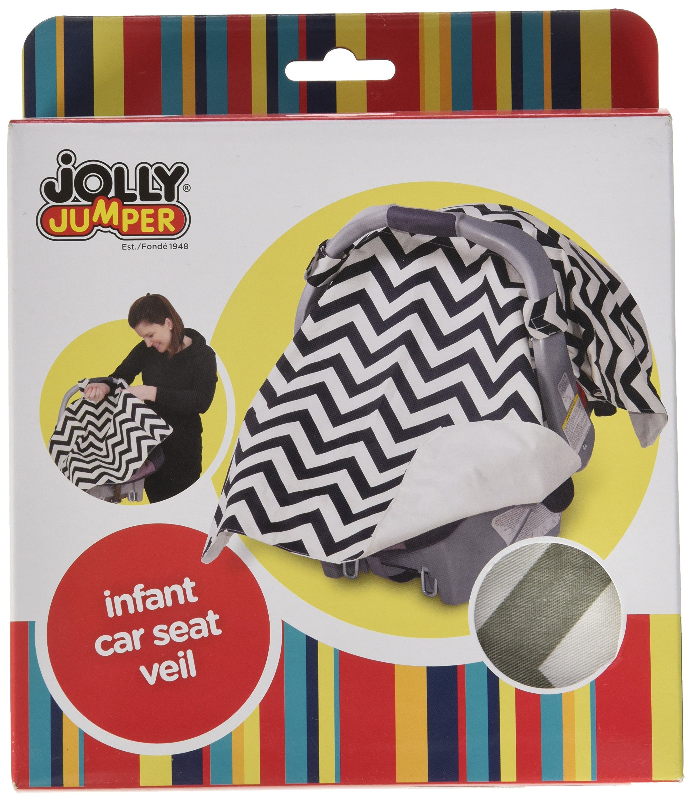 Jolly Jumper Infant Car Seat Veil, Chevron Grey, One Size