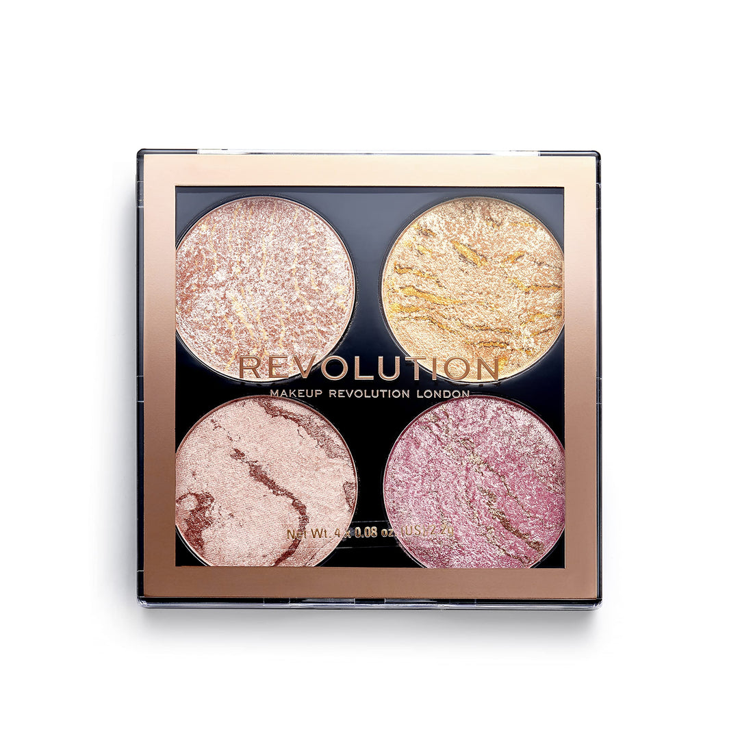 Makeup Revolution Cheek Kit, Face Bronzer & Highlighter Palette, Highly Pigmented Shimmer Formula, 4 Shades, Fresh Perspective, 8.8g