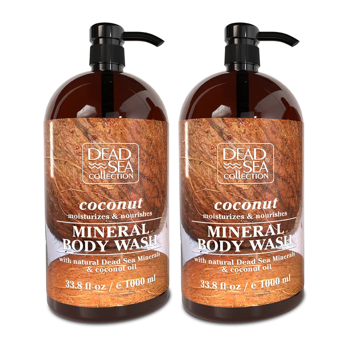 Dead Sea Collection Mineral Body Wash with Coconut Oil Moisturizes and Nourishes Set of 2 (33.8 fl.oz each) total of 67.6 fl.oz