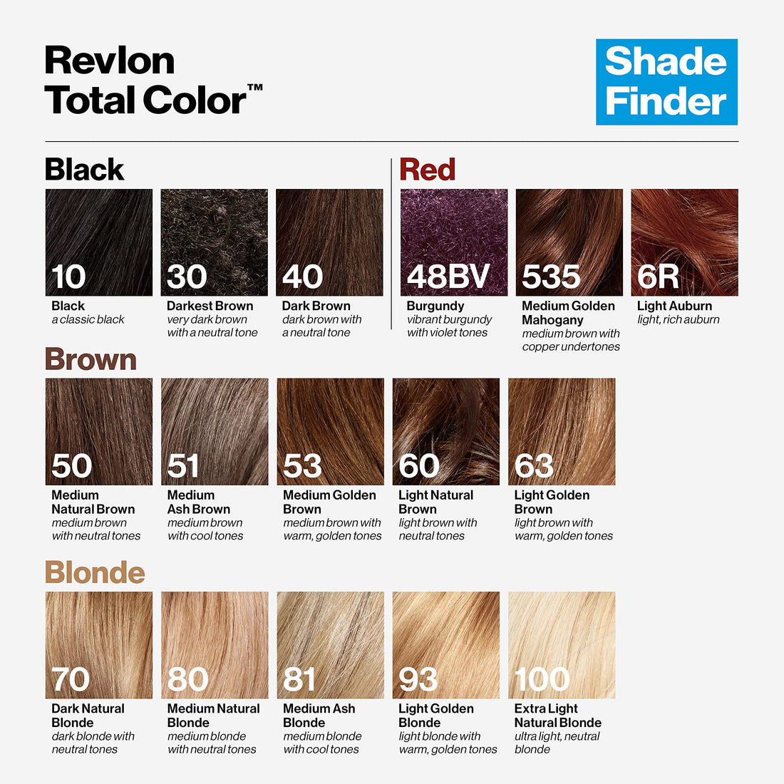 Revlon Total Color Permanent Hair Color, Clean and Vegan, 100% Gray Coverage Hair Dye, 48BV Burgundy, 3.5 oz