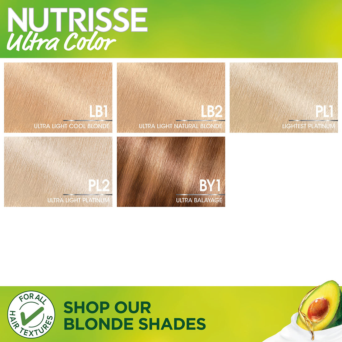 Garnier Hair Color Nutrisse Ultra Color Nourishing Creme, LB2 Ultra Light Natural Blonde (Pina Colada) Permanent Hair Dye, 1 Count (Packaging May Vary)