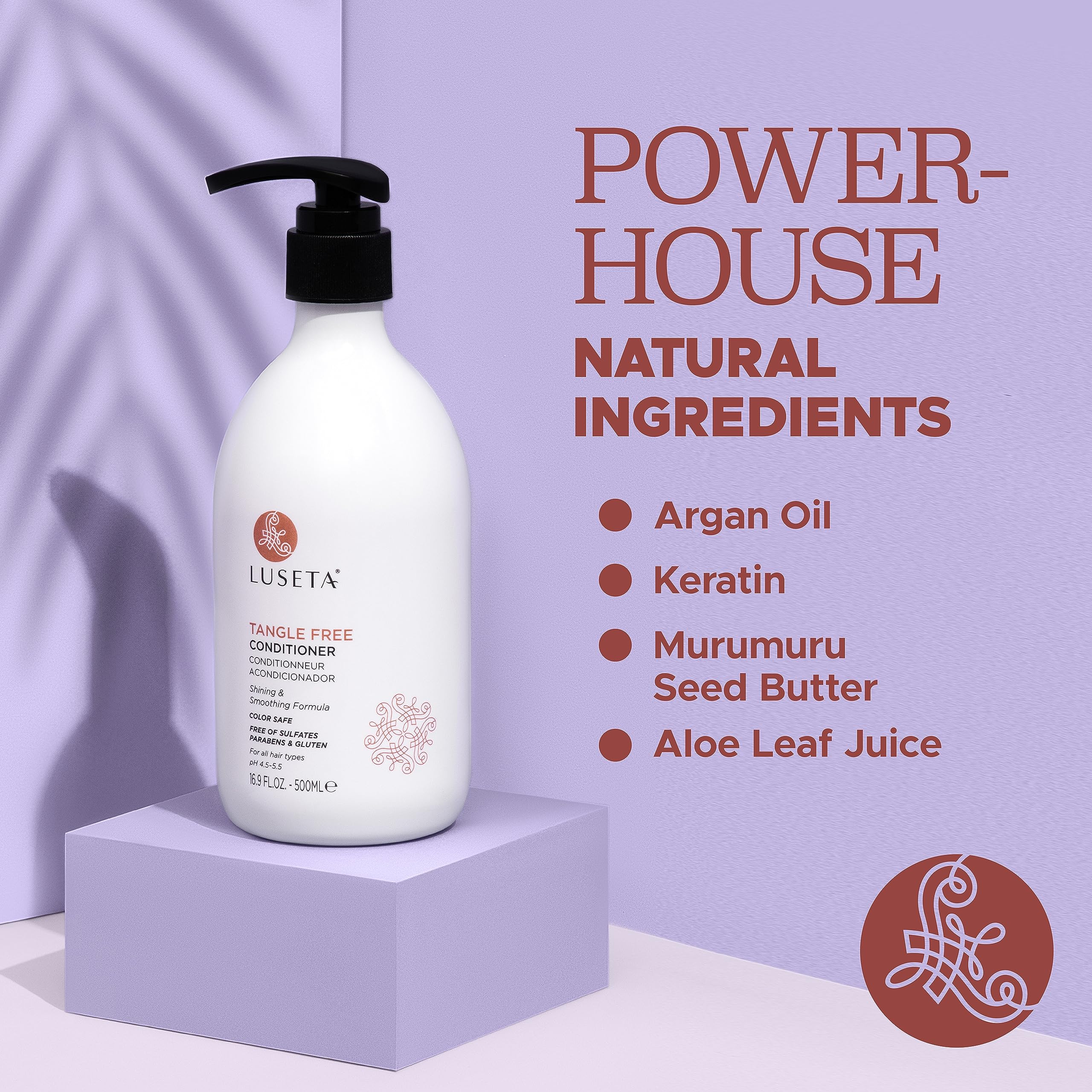 Luseta Tangle Free Routine Conditioner for Women and Men Sulfate Free Conditioner for Detangling with Keratin and Argan Oil for Curly and Wavy Hair 16.9oz