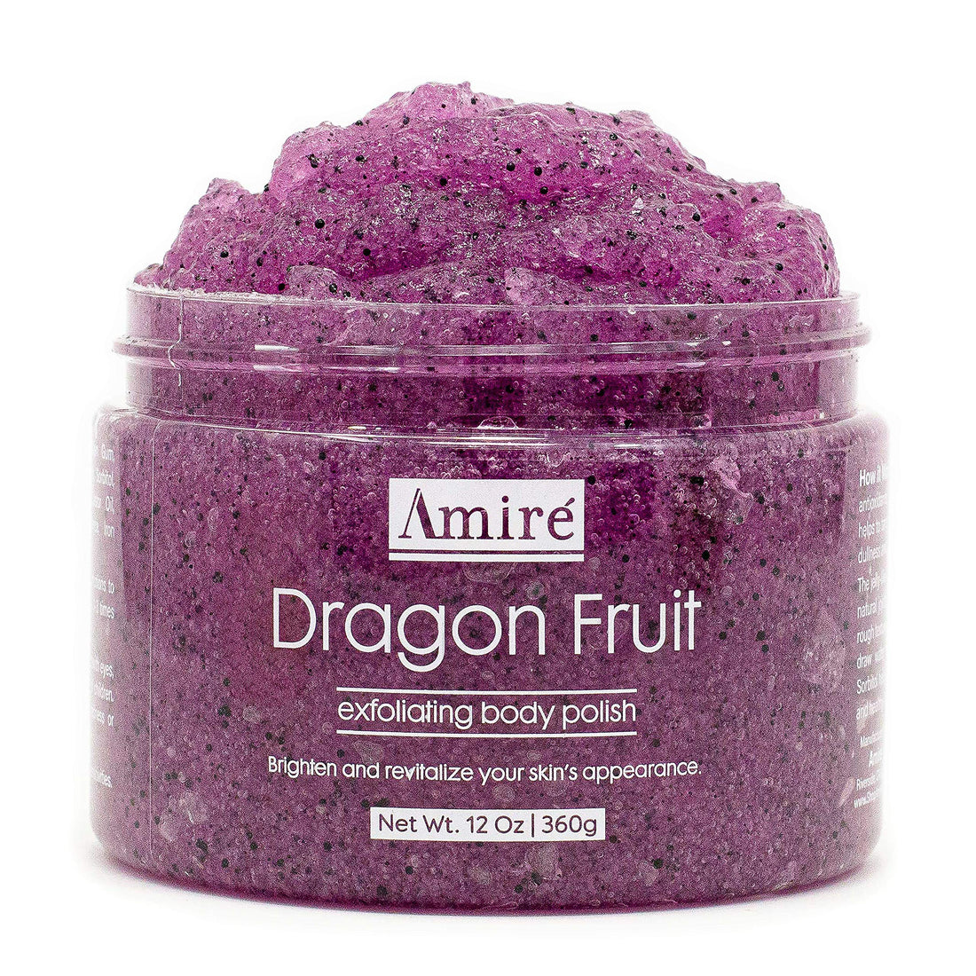 Amire Dragon Fruit Jelly Exfoliating Body Scrub Polish, Exfoliate Dry, Dehydrated, and Dead Skin, Improve Body Skin Texture and Brighten Appearance, Pitaya Scrubs, 12oz