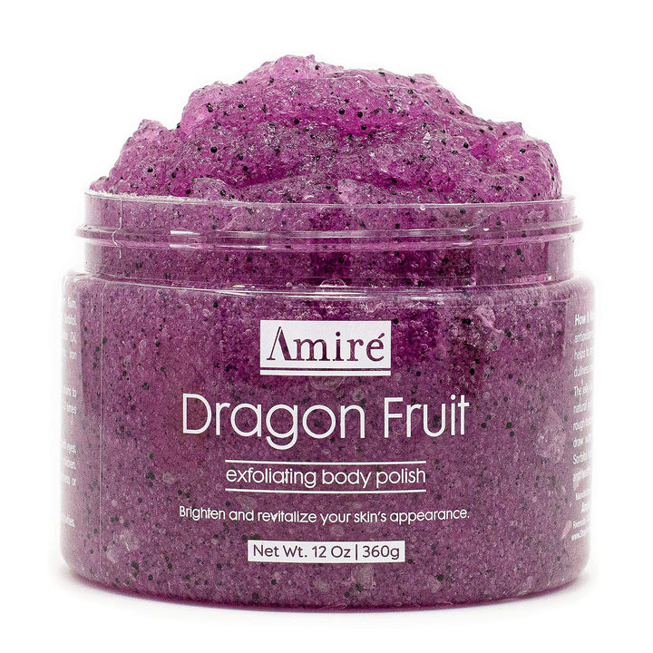 Amire Dragon Fruit Jelly Exfoliating Body Scrub Polish, Exfoliate Dry, Dehydrated, and Dead Skin, Improve Body Skin Texture and Brighten Appearance, Pitaya Scrubs, 12oz