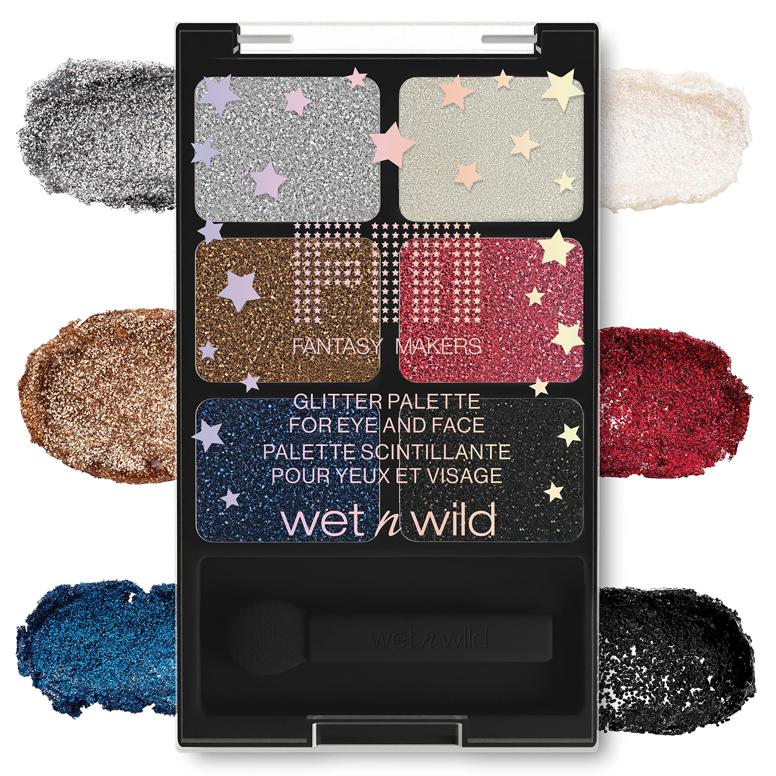 wet n wild Fantasy Makers Glitter Eyeshadow Palette, Long Wearing Shimmering Brilliance, Creamy Texture, 6 Complementary Shades, Cruelty-Free - This Bites