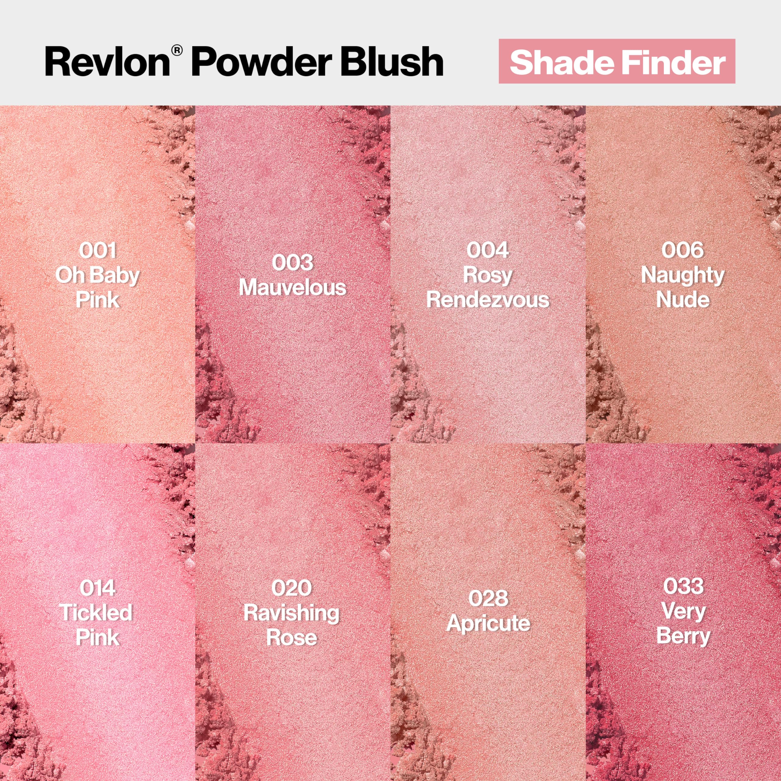 Revlon Powder Blush Face Makeup, High Impact Buildable Color, Lightweight & Smooth Finish, 004 Rosy Rendezvous, 0.17 oz