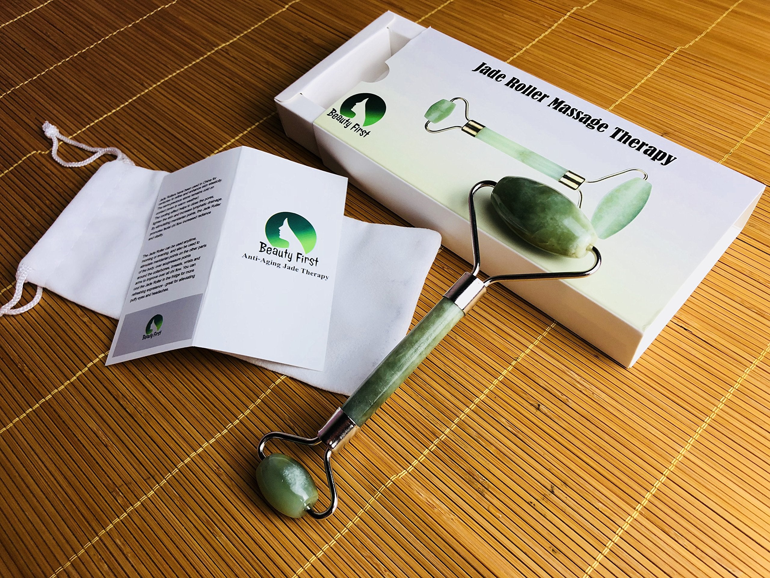 Jade Roller Therapy 100% Natural Jade Facial Roller Double Neck Healing Slimming Massage