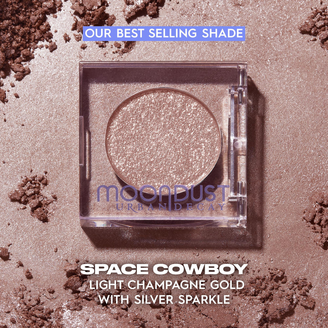Urban Decay 24/7 Moondust Glitter Eyeshadow Single - Sparkly Eye Glitter Makeup, Long-lasting, Highly Reflective Shimmer, Eye Shadow Topper, Space Cowboy (Champagne Gold Silver Sparkle) - 0.06 oz
