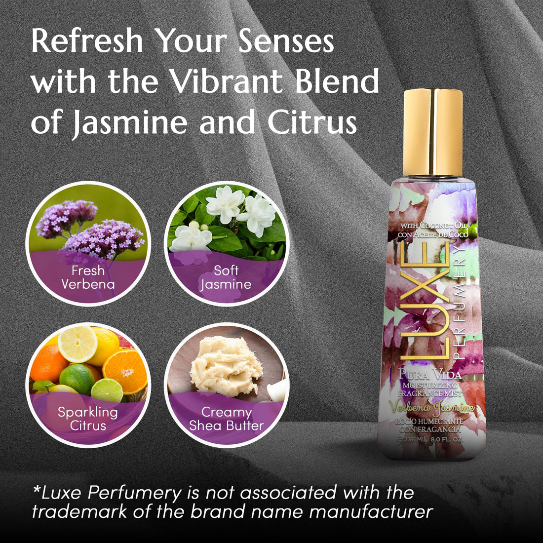Luxe Perfumery PURA Vida Moisturizing Fragrance Mist Verbena Jasmine, 236 mL