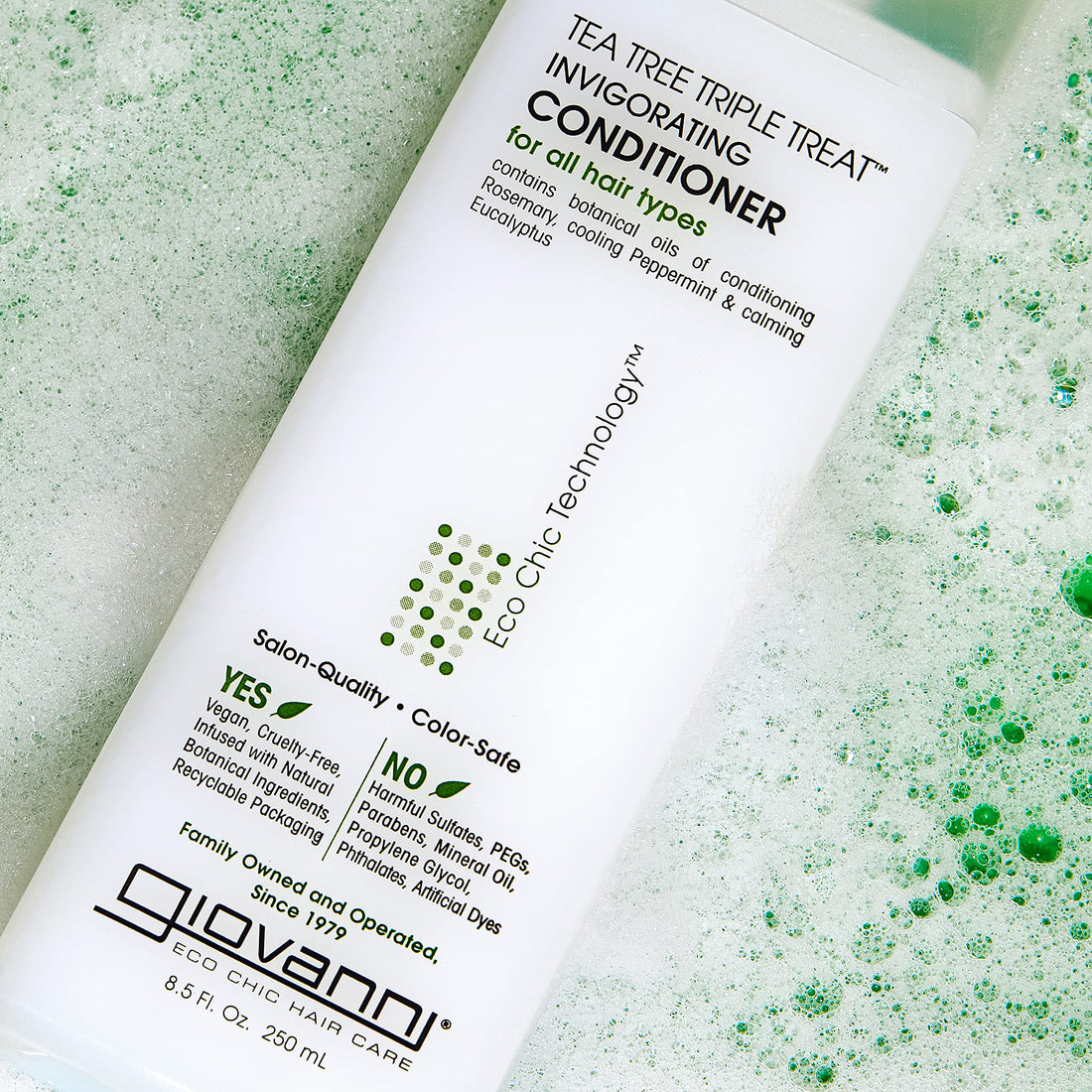 GIOVANNI Tea Tree Triple Treat Invigorating Conditioner, 24 oz. Cooling Peppermint, Calming Eucalyptus, Conditioning Rosemary, Helps Dry Flaking Scalp, No Paraben, Color Safe, Sulfate Free (Pack of 1