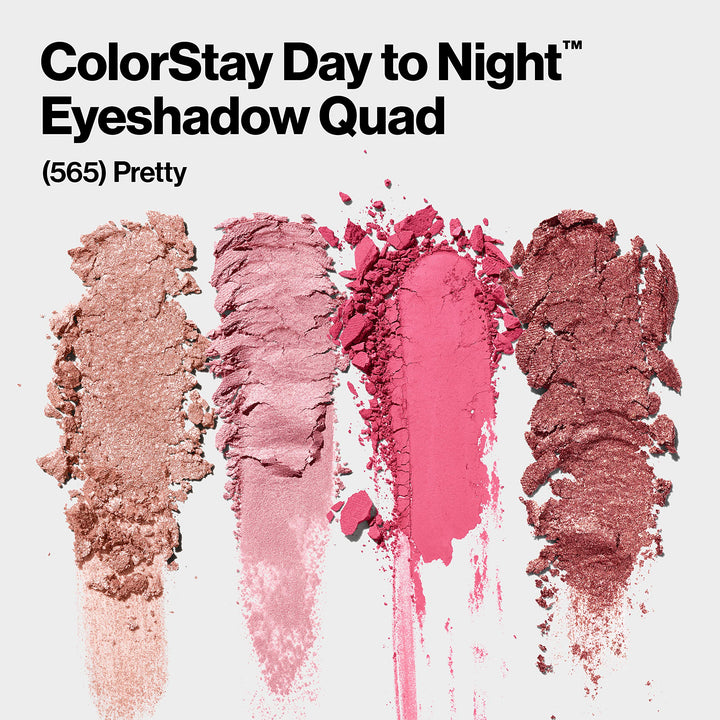 REVLON ColorStay Day to Night Eyeshadow Quad, Longwear Shadow Palette with Transitional Shades and Buttery Soft Feel, Crease & Smudge Proof, 565 Pretty, 0.16 oz