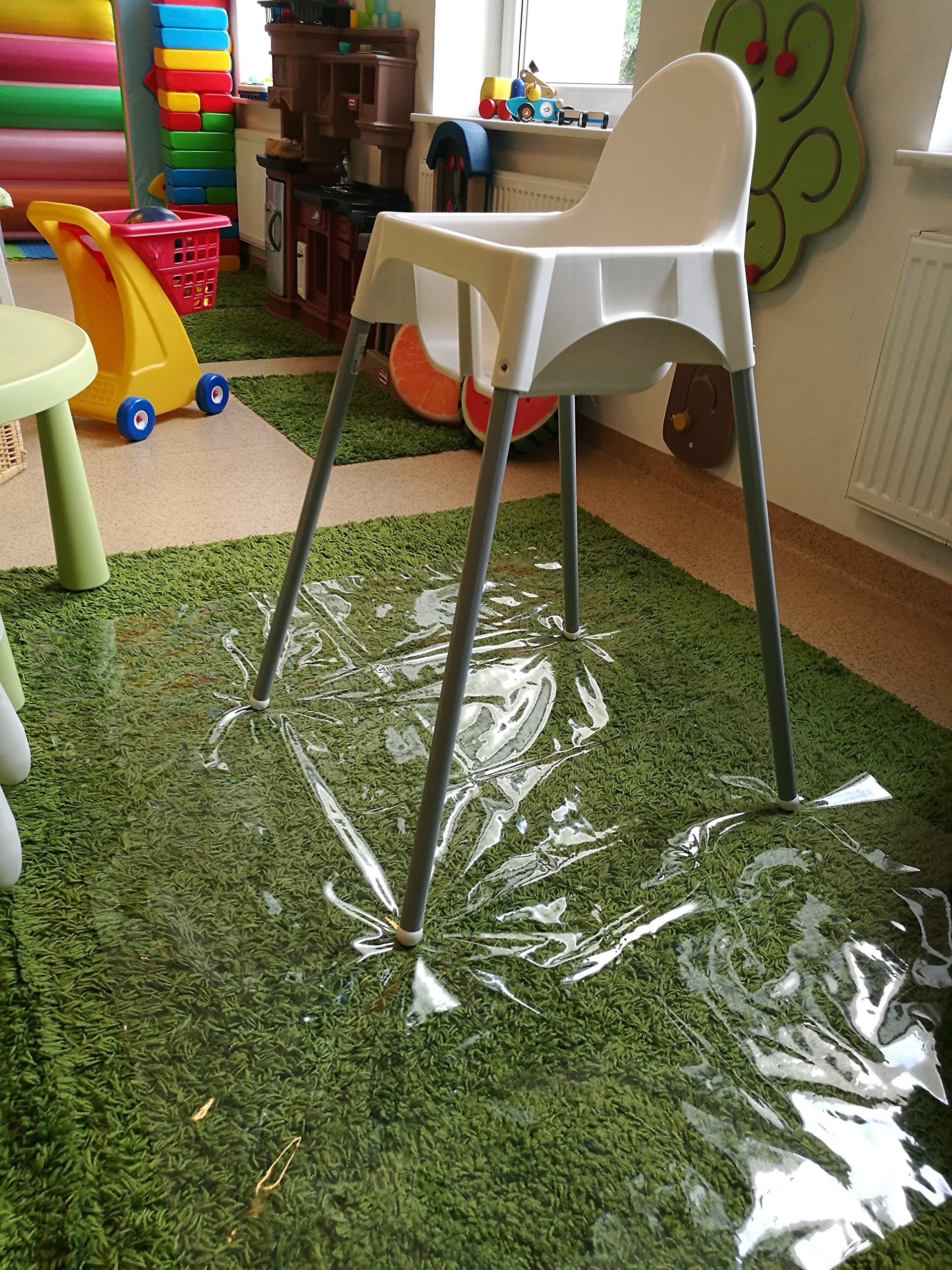 Easy Cleaning Splash Mat High Chair Floor Mat Feeding Floor Cover Multipurpose for Arts/Craft/Pets/Labs (Large | Clear)