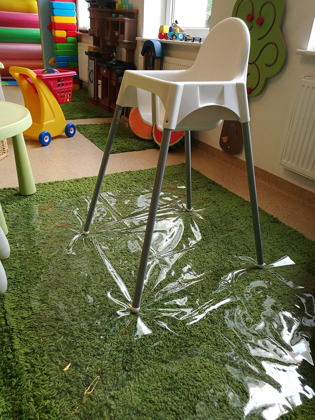 Easy Cleaning Splash Mat High Chair Floor Mat Feeding Floor Cover Multipurpose for Arts/Craft/Pets/Labs (Large | Clear)