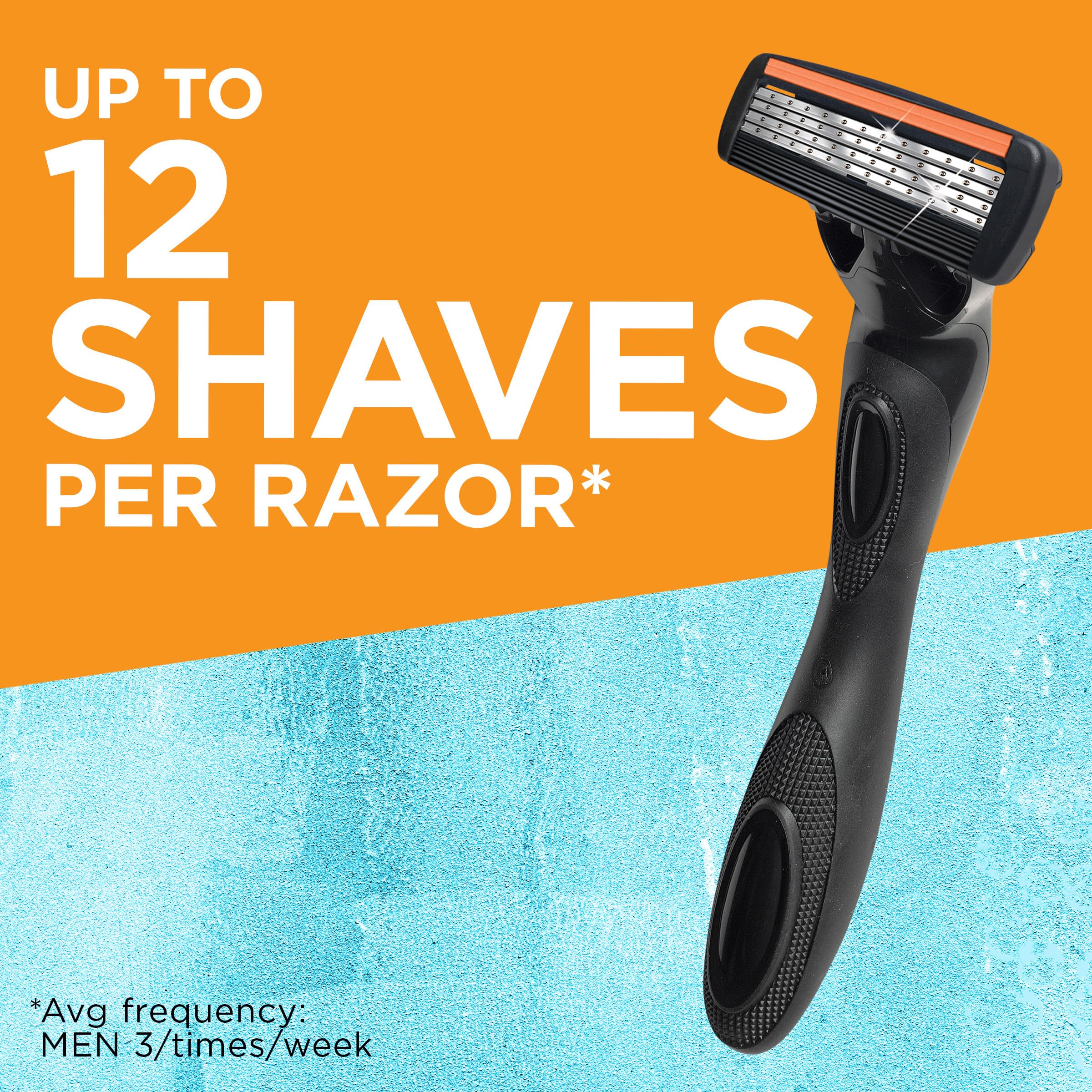 BIC Flex 4 Refillable Razors for Men, Long-Lasting 4 Blade Razors for Sensitive Skin, 1 Handle and 4 Cartridges, 5 Piece Shaving Gift Set