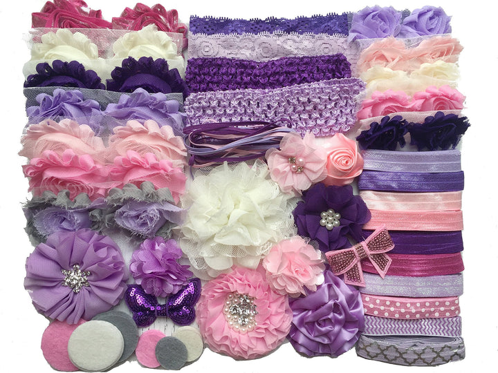 Bowtique Emilee Baby Shower Headband Kit DIY Headband Kit makes over 30 Headbands - Purples and Pinks
