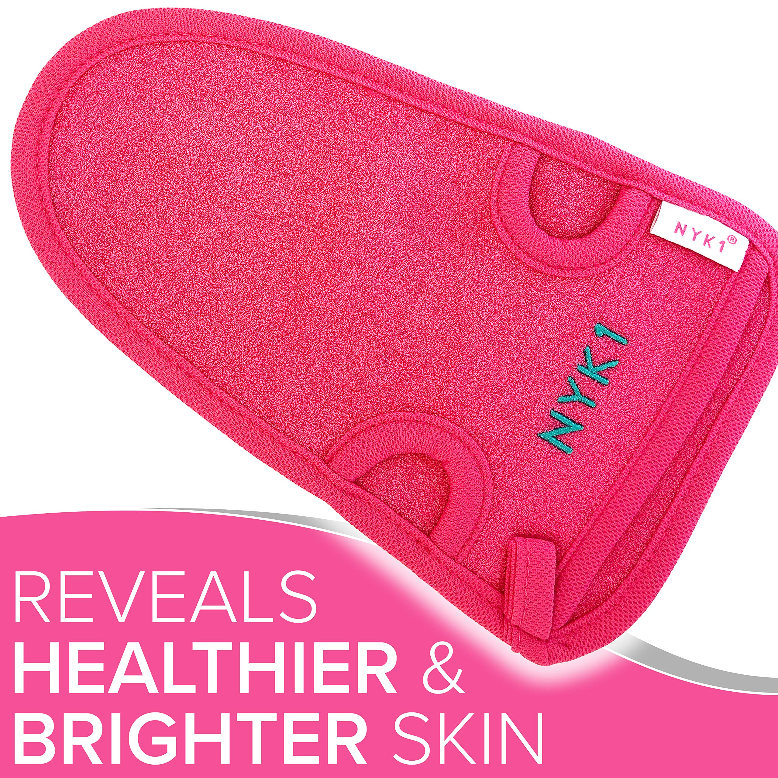 Exfoliating Body Scrub Exfoliator Glove - Eraser Mitt Loofah, Dry Dead Flakey Skin Tan Scrubbing Remover Cleansing Gloves for Bath, Shower, Spa Brush Soap Wash Exfoliate Arms Legs Face Cloth (Pink)