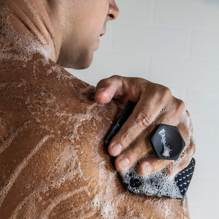 Tooletries - Body Scrubber - Silicone Exfoliating Scrubber - Bathroom & Shower Accessories for Men, Travel Essentials for Men - Durable & Long Lasting Body Wash Scrubber for Men - Charcoal