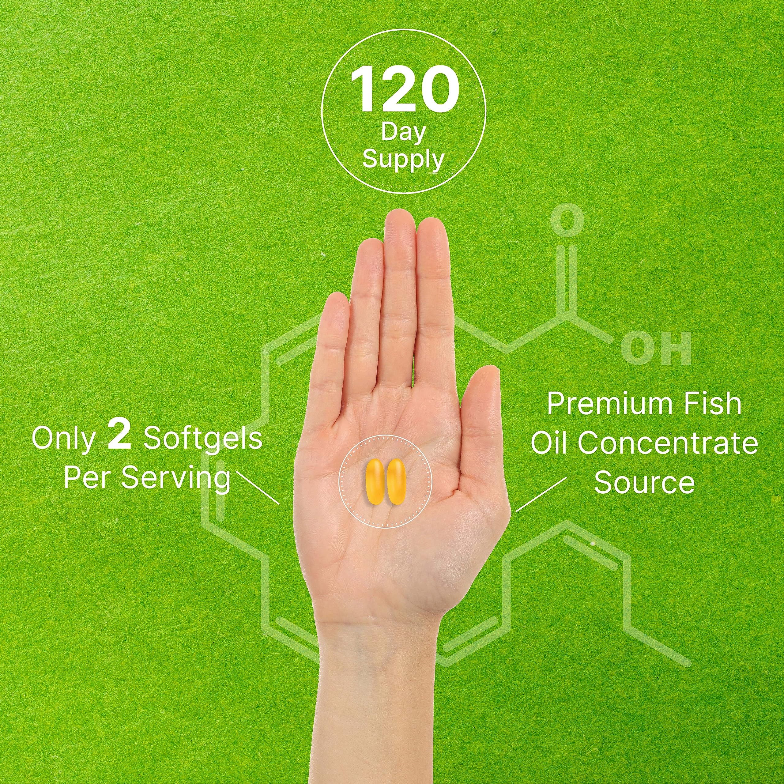 DHA Supplements | 240 Softgels, Burpless, Lemon Flavor, DHA 1000mg + EPA 500mg, Wild Caught Fish