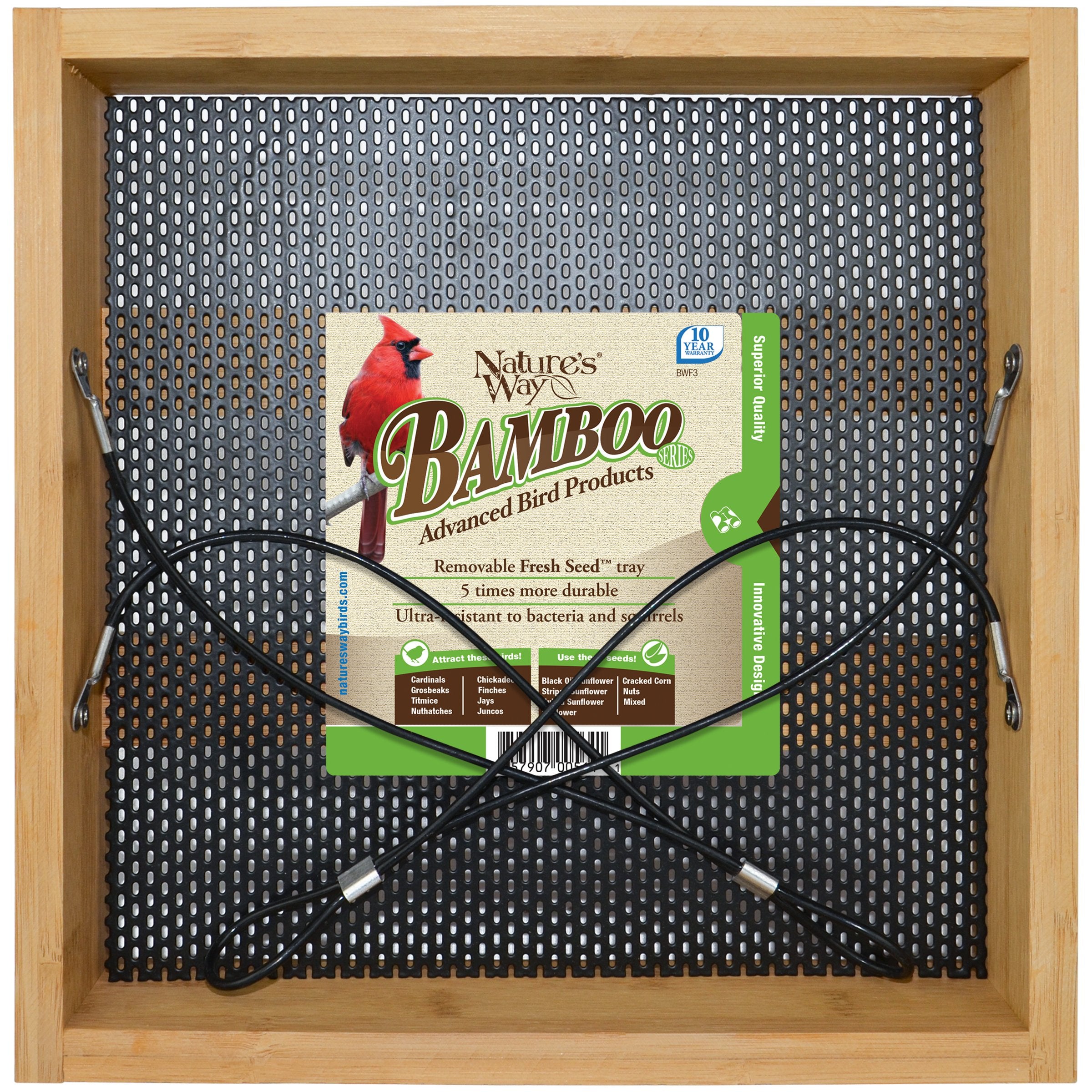 Nature's Way Bird Products Bamboo BWF3 Hanging Platform Feeder, 12 x 12
