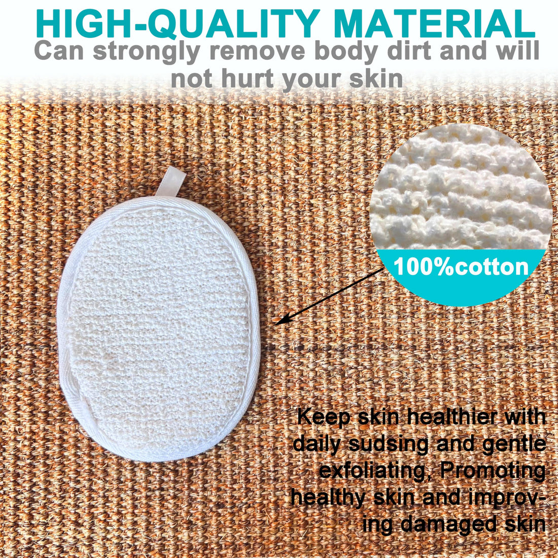 Mr.Cui'shop 6 Pcs/Set 4.3Ã—5.7 Natural Exfoliating Face Body Pad Loofah Sponge Facial Brush - Shower Scrubber - Body Bath Spa For Men & Women, Renewable Resource (100% Cotton Terry) Pack Of 6