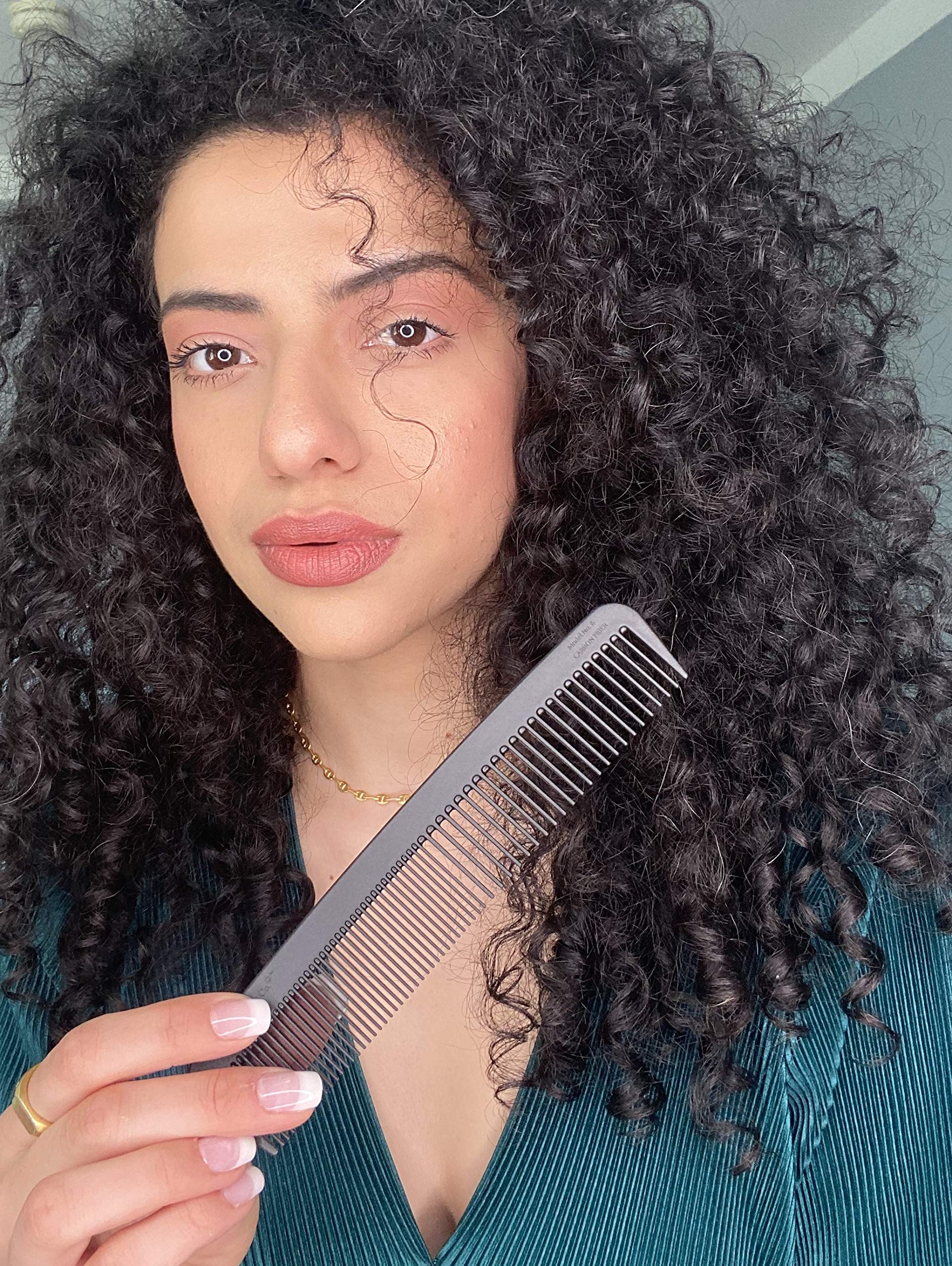 Chicago Comb Model 6 Carbon Fiber, Made in USA, fine & wide tines, ultra smooth, strong & light, anti-static, heat-resistant, 7 (17.8 cm) long, ultimate styling comb, men & women, professional grade