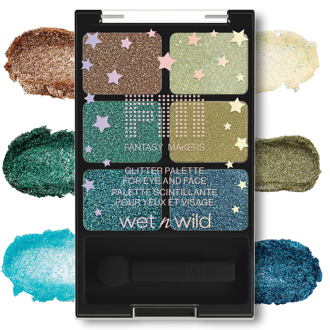 wet n wild Fantasy Makers Glitter Palette, Long Wearing Shimmering Brilliance, Creamy Texture, 6 Complementary Shades, Cruelty-Free - Boogie Monster