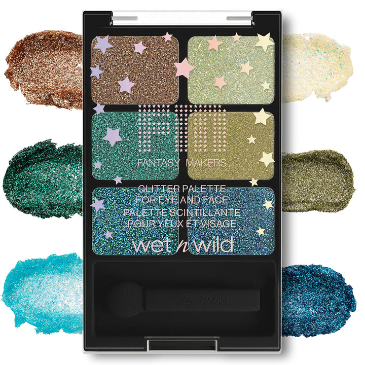 wet n wild Fantasy Makers Glitter Palette, Long Wearing Shimmering Brilliance, Creamy Texture, 6 Complementary Shades, Cruelty-Free - Boogie Monster