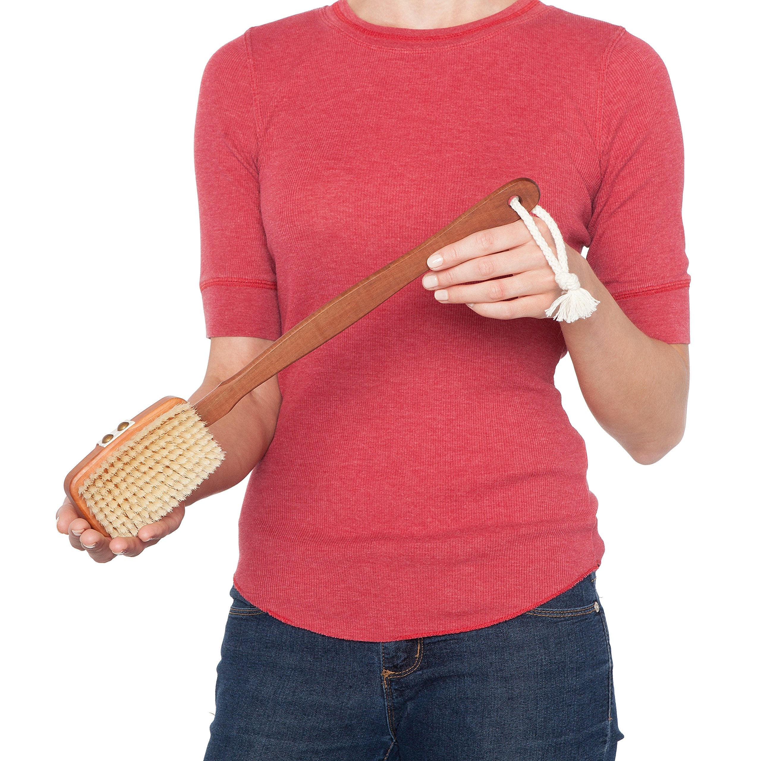 BÃƒ¼rstenhaus Redecker Natural Pig Bristle Bath Brush with Oiled Pearwood Handle, 16-7/8-Inches