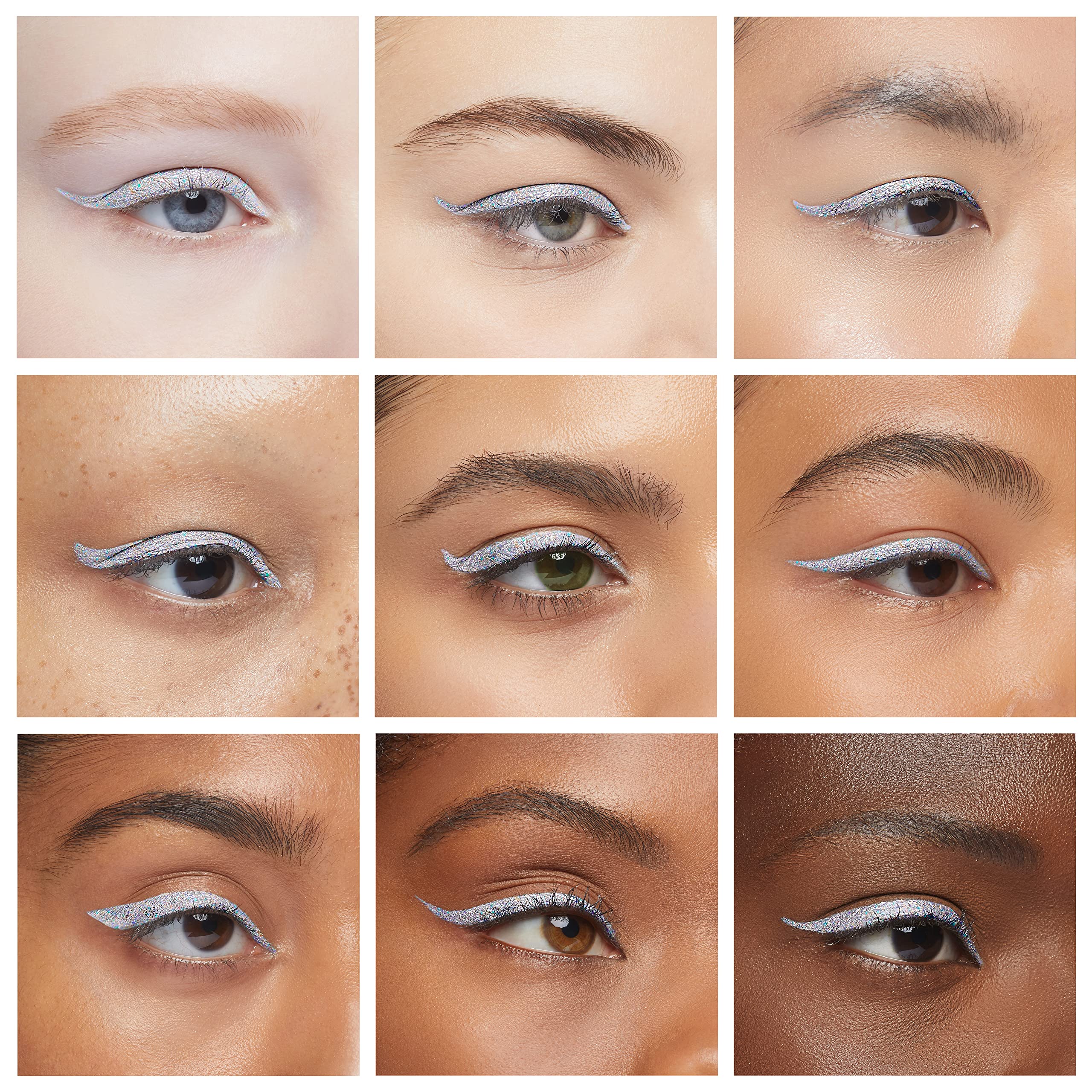 Erinde Liquid Glitter Eyeshadow Eyeliner, Korean Makeup Tear Drop, Shimmer Metallic, Lightweight Waterproof Long Wearing, Loose Glue for Crystals Eye Christmas Makeup, Colorful Sequins