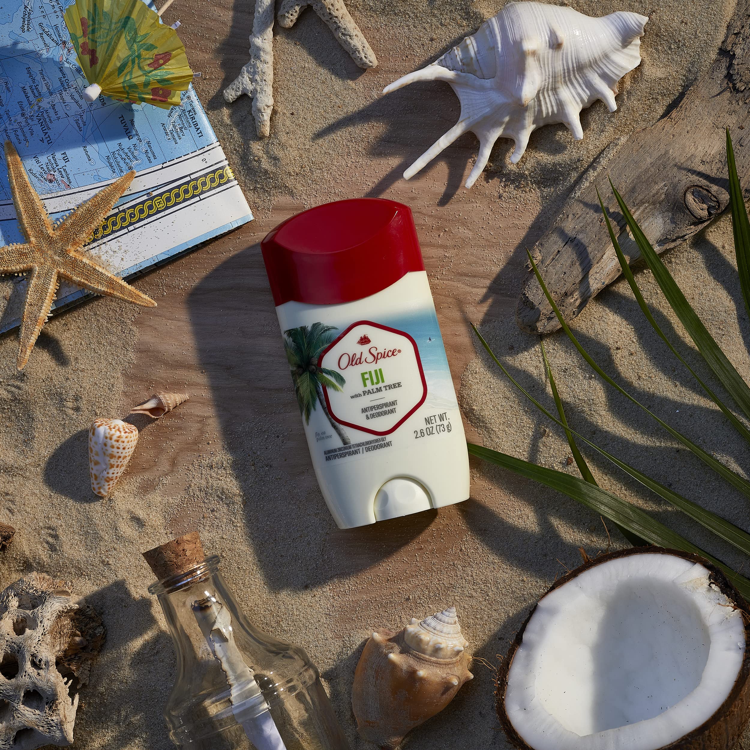 Old Spice Antiperspirant Deodorant for Men, 24/7 Sweat and Odor Protection, Advanced Skin Conditioners, Fiji with Palm Tree Scent, Invisible Solid, 2.6 oz (Pack of 2)