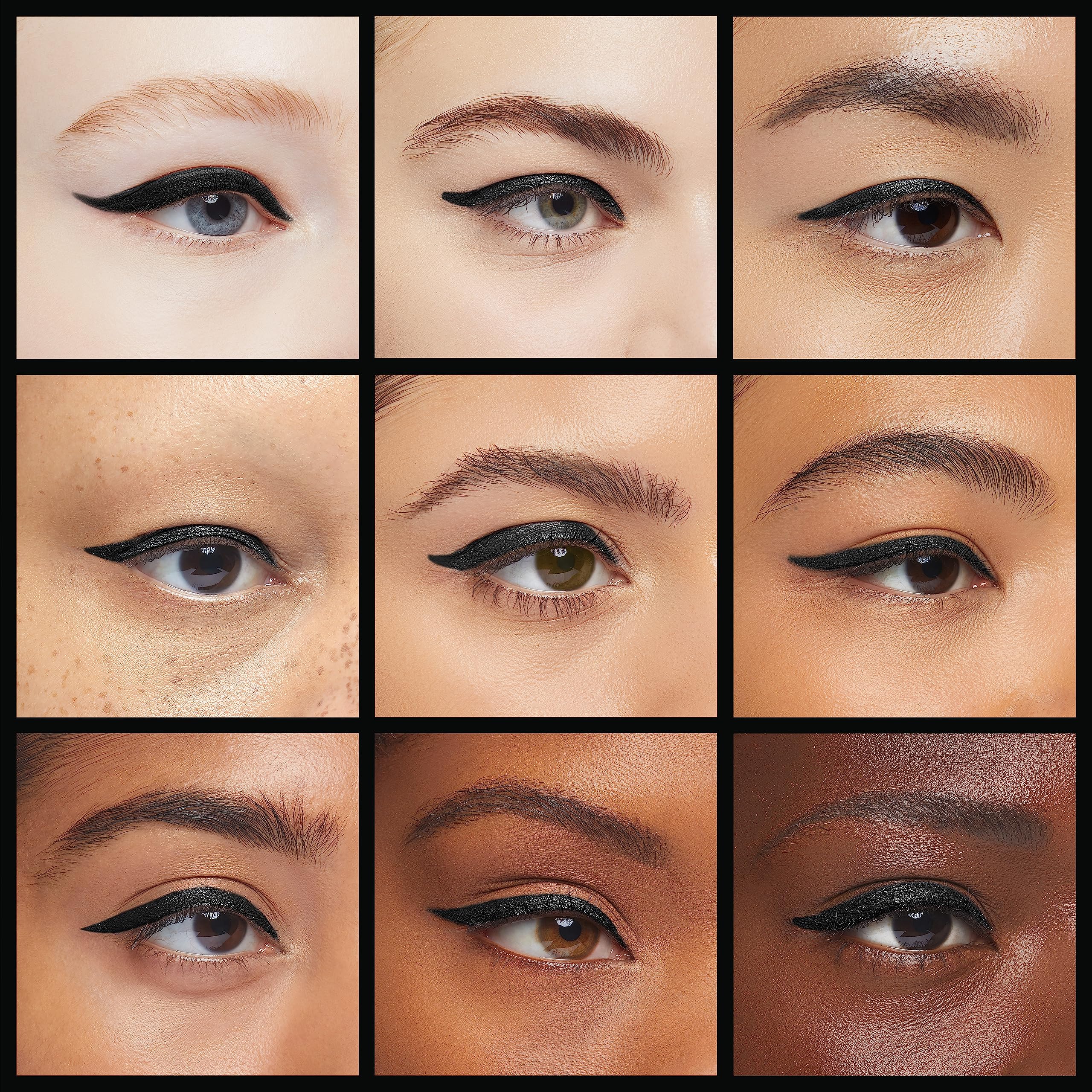 LOKFAR 6 Pcs Double-Side Liquid Eyeliner Stamp Pen Set, Eye Liners for Women Waterproof Eyeliner Pencil Black Eye-liner Stencils Long-Lasting Tattoo Makeup-Triangle,Star,Moon,Heart,Flower,Smiley