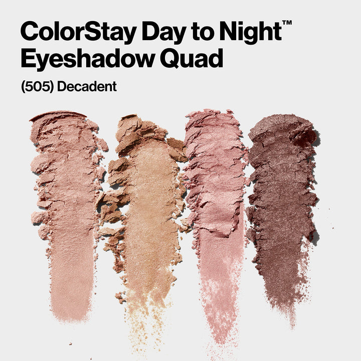 Revlon ColorStay 16 Hour Eyeshadow Quad with Dual-Ended Applicator Brush, Longwear, Intense Color Smooth Eye Makeup for Day & Night, Decadent (505), 0.16 oz