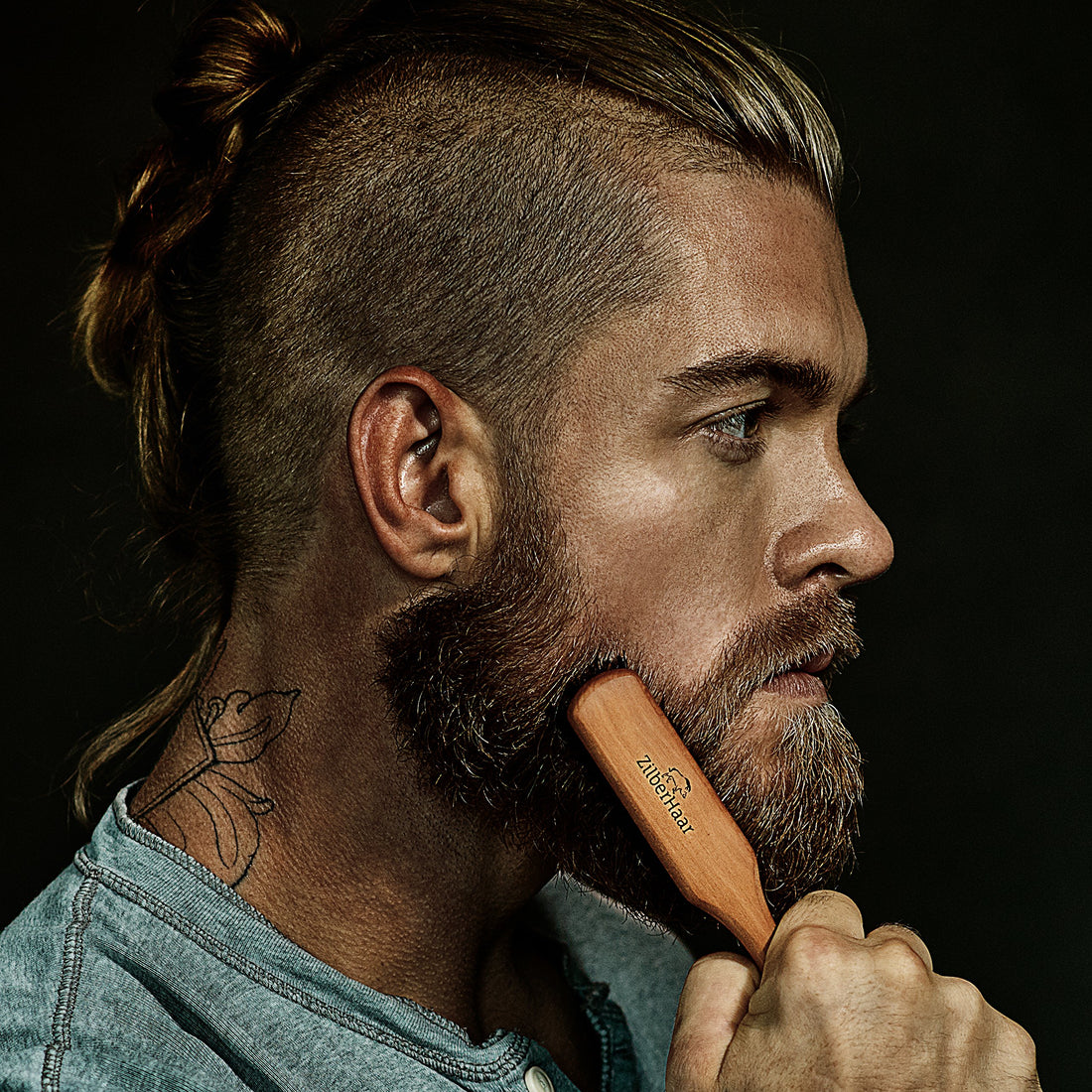 Zilberhaar Basic Beard Brush Kit (Soft Version) 2nd Cut Boar Bristles - Ideal for Stubbles and Short To.