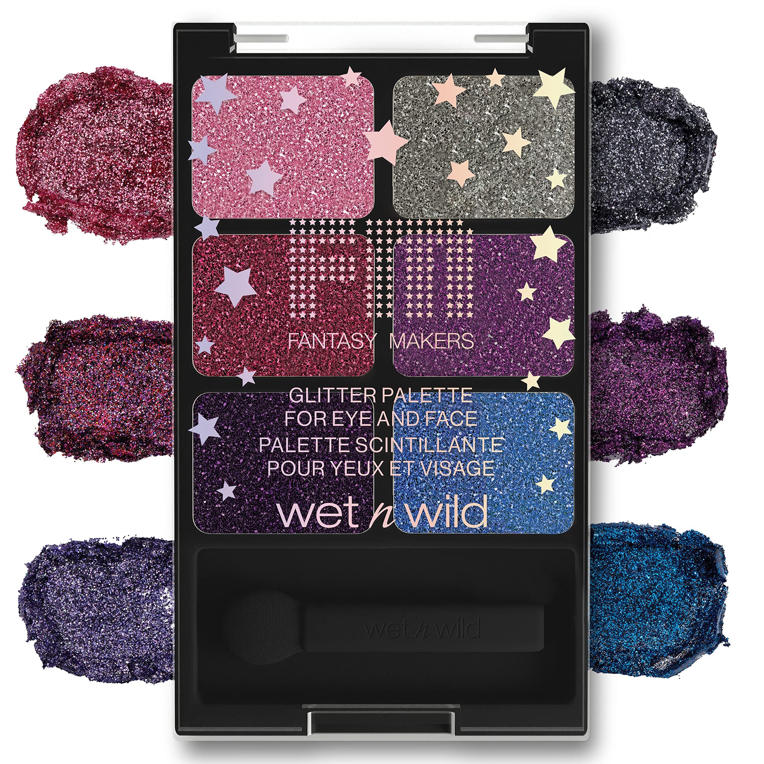wet n wild Fantasy Makers Glitter Eyeshadow Palette, Long Wearing Shimmering Brilliance, Creamy Texture, 6 Complementary Shades, Cruelty-Free - Rest in Pink