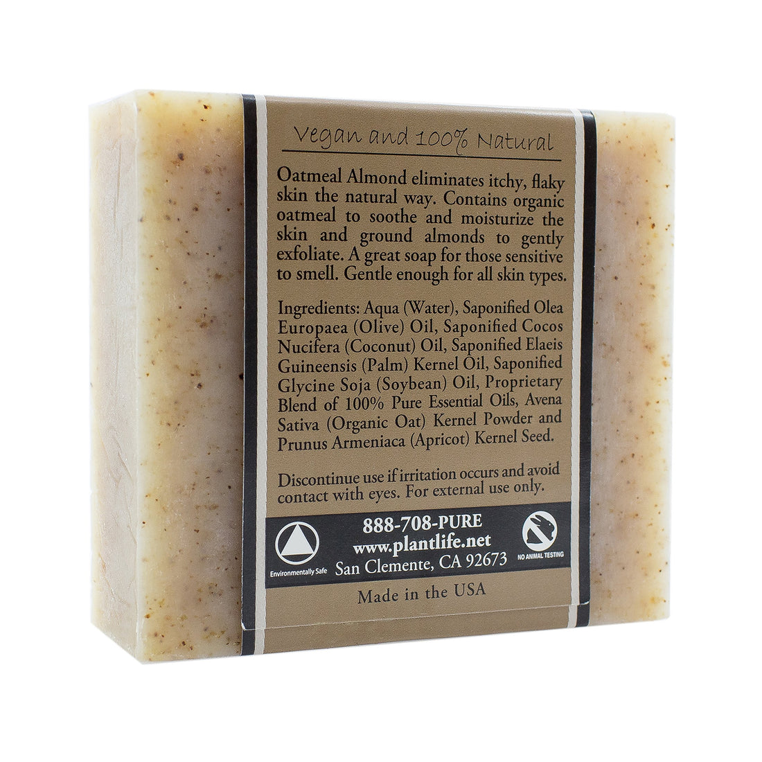 Plantlife Handmade Herbal Soap Bar with Natural Ingredients - Deep Cleanse for Face, Body, Hands - Oatmeal Almond - 4 oz