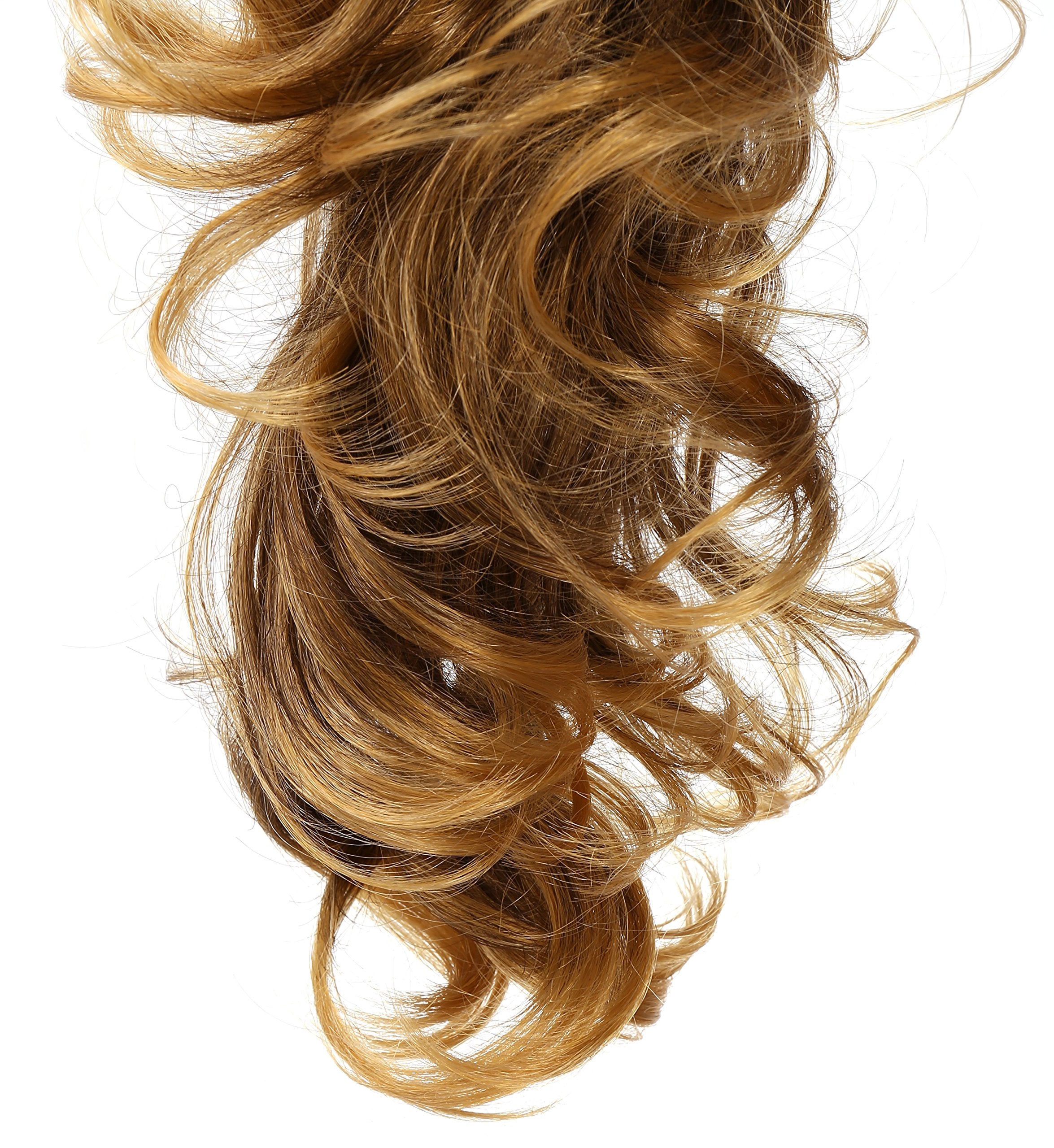 1#-Black : OneDor 20 Curly Synthetic Clip In Claw Drawstring Ponytail Hair Extension Synthetic Hairpiece 190g with a jaw/claw clip (1#-Black)