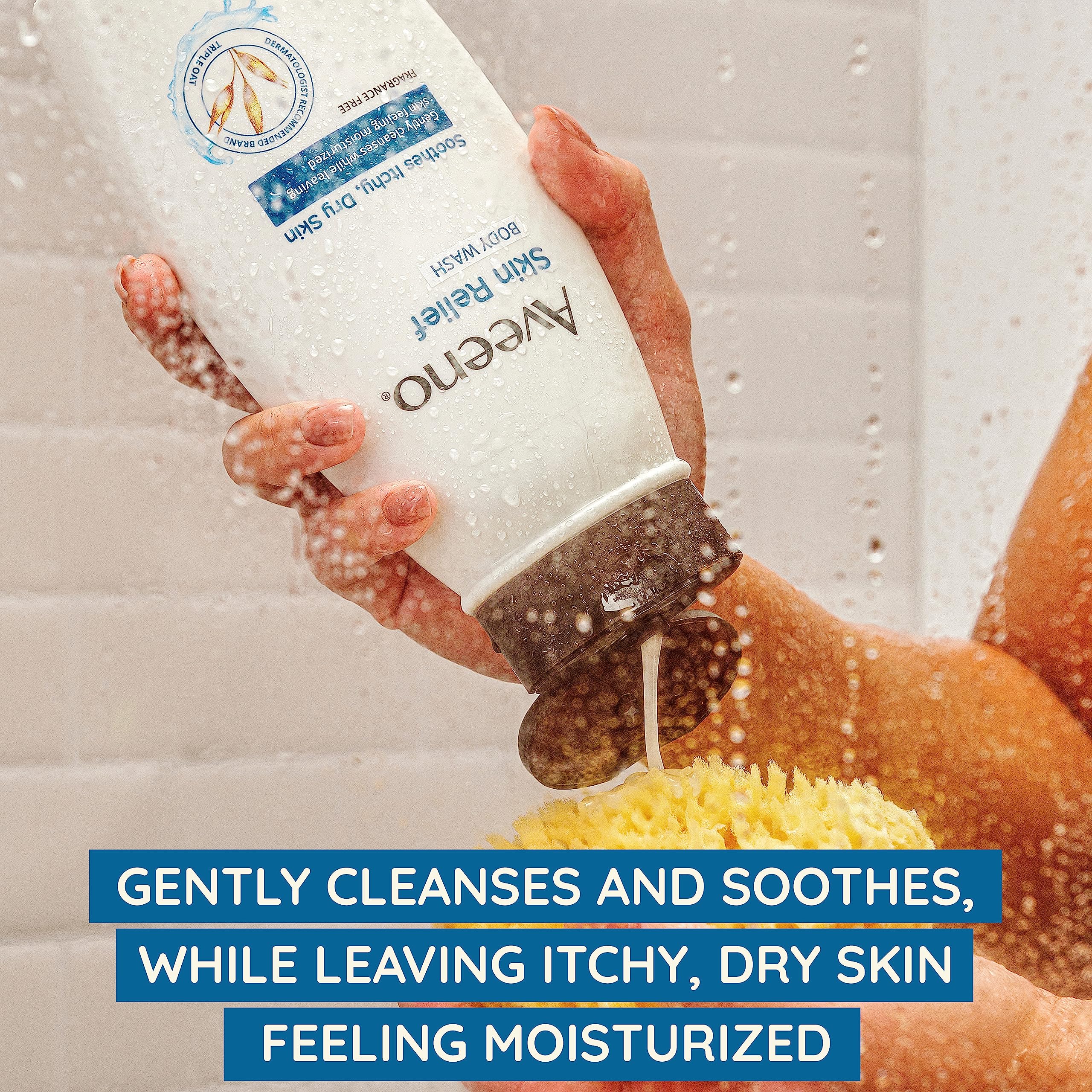 Aveeno Skin Relief Fragrance-Free Body Wash With Oat To Soothe Dry Itchy Skin, Gentle, Soap-Free & Dye-Free For Sensitive Skin, 975ml