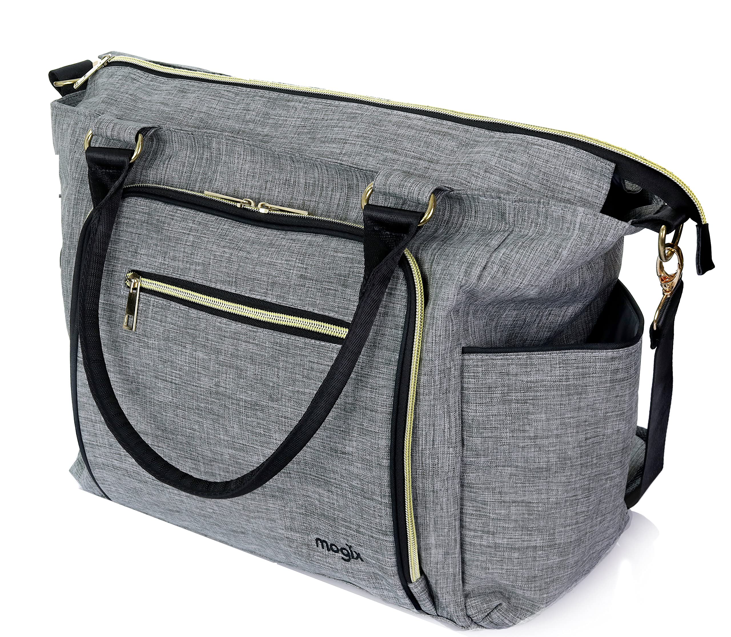 Mogix SMART Baby Diaper Bag with Portable Phone Charger, Changing Pad, Wet Dry Bag, Stackable Snack Container and Power Pack