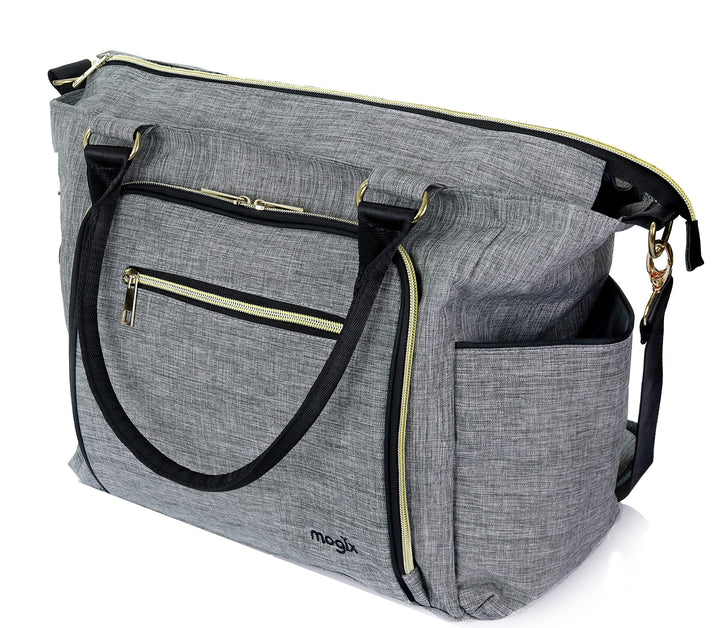 Mogix SMART Baby Diaper Bag with Portable Phone Charger, Changing Pad, Wet Dry Bag, Stackable Snack Container and Power Pack