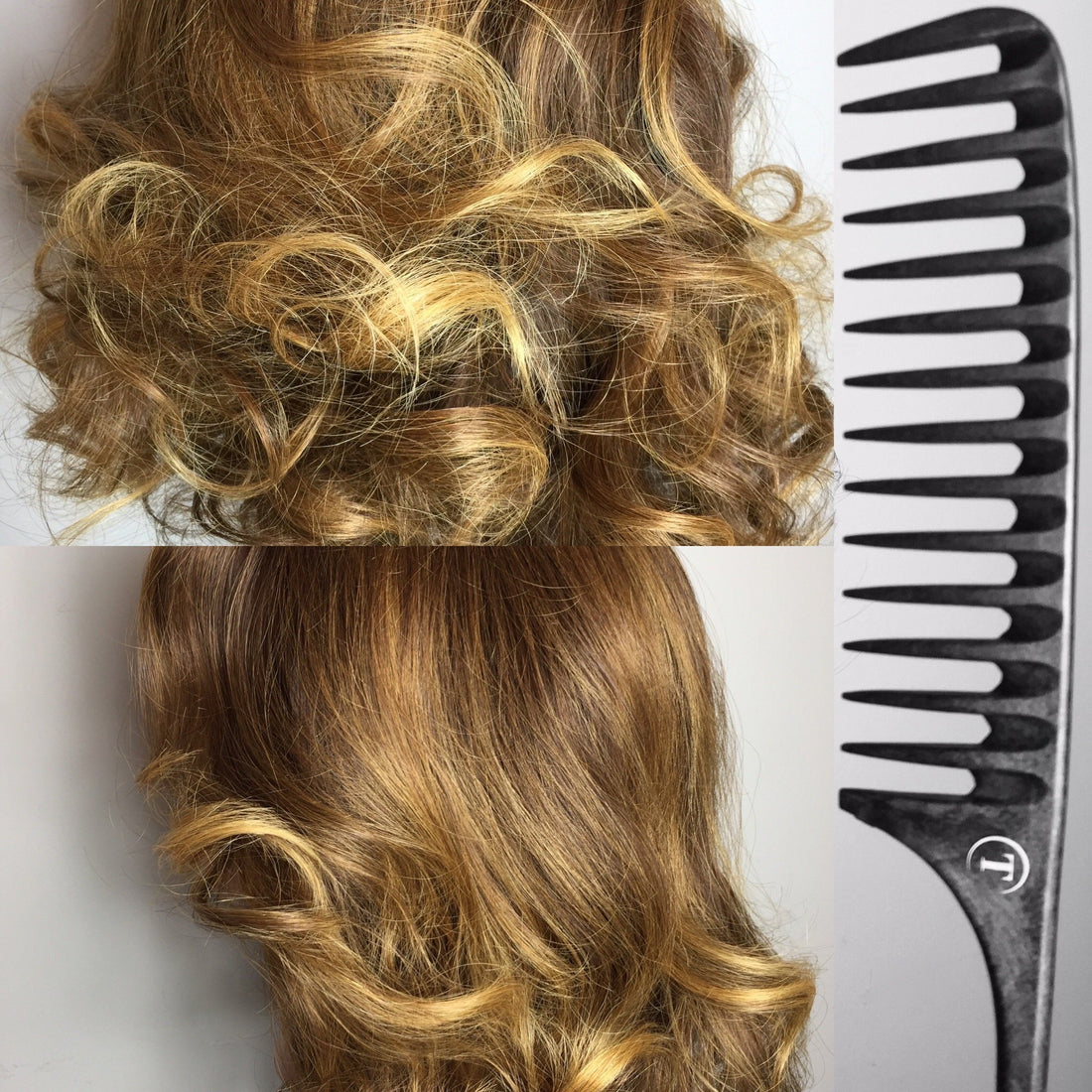 Tearsheet Carbon Wide Tooth Rake Comb with Tail