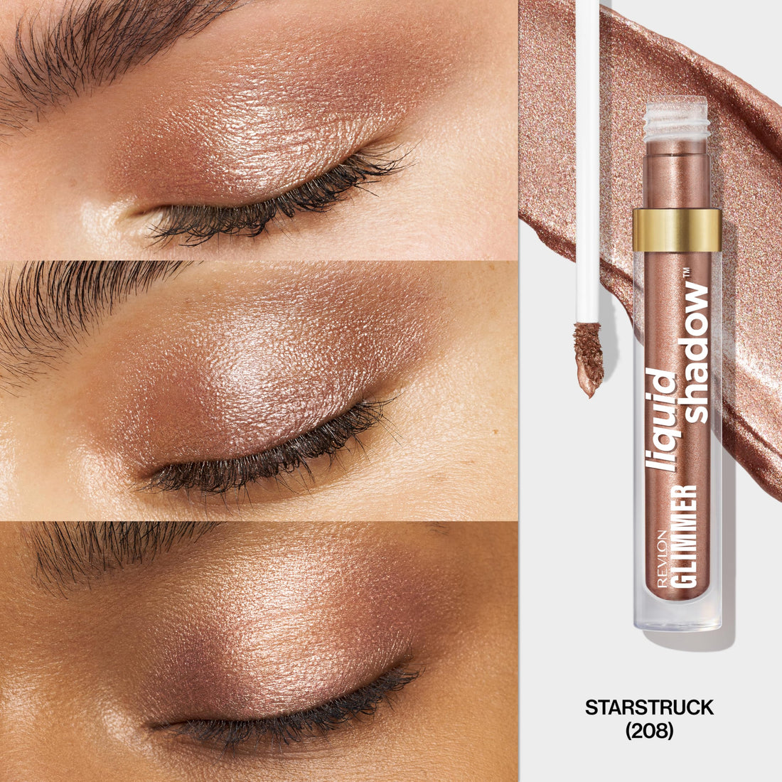 REVLON Glimmer Liquid Shadow, Smudge-Proof Shimmer Eyeshadow Makeup, Long Lasting, High Pigment, 208 Starstruck