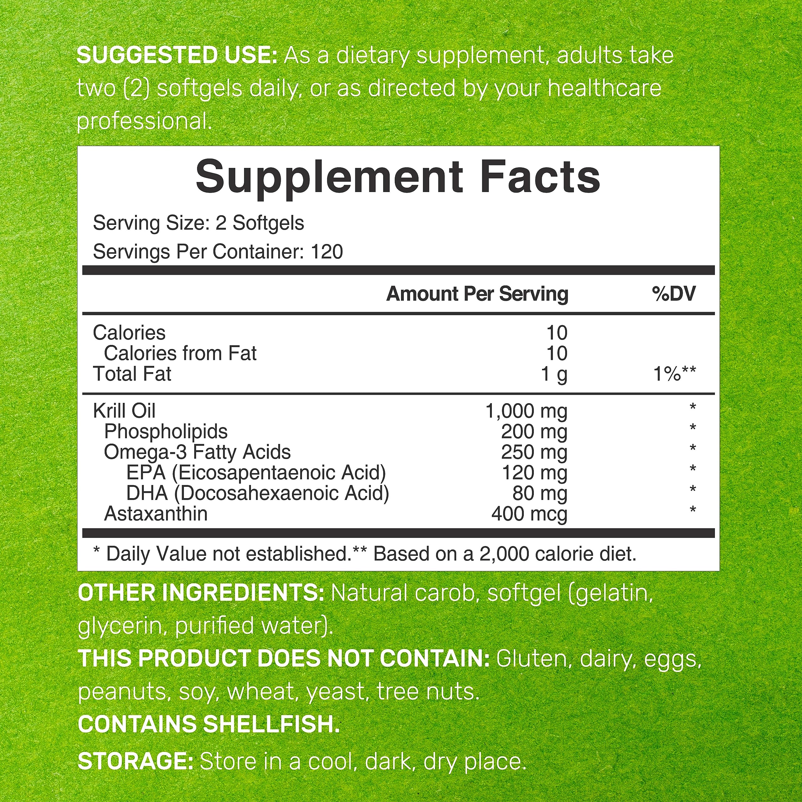 DEAL SUPPLEMENT Antarctic Krill Oil, 1,000mg Per Serving, 240 Softgels – Mercury Free, No Fishy Taste – Rich in Omega-3s, EPA, DHA, Astaxanthin, & Phospholipids – Non-GMO, No Gluten